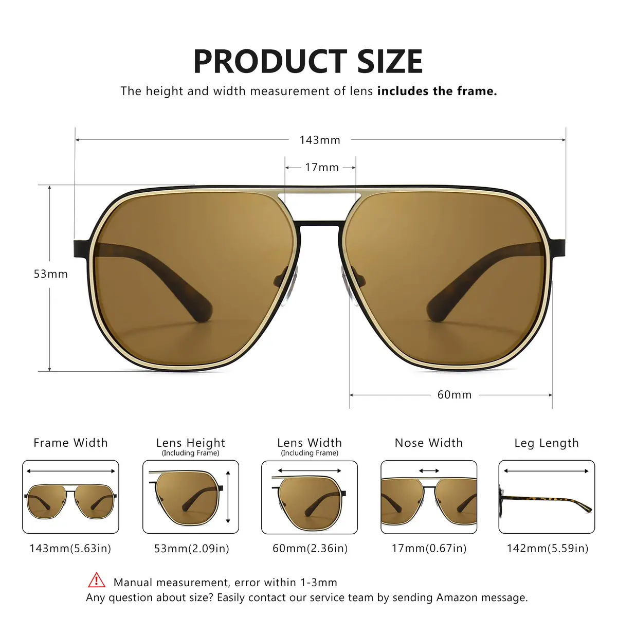 SUNGAIT Polygon Aviator Sunglasses for Men Polarized UV Protection | Trendy Square Sun Glasses - view 4