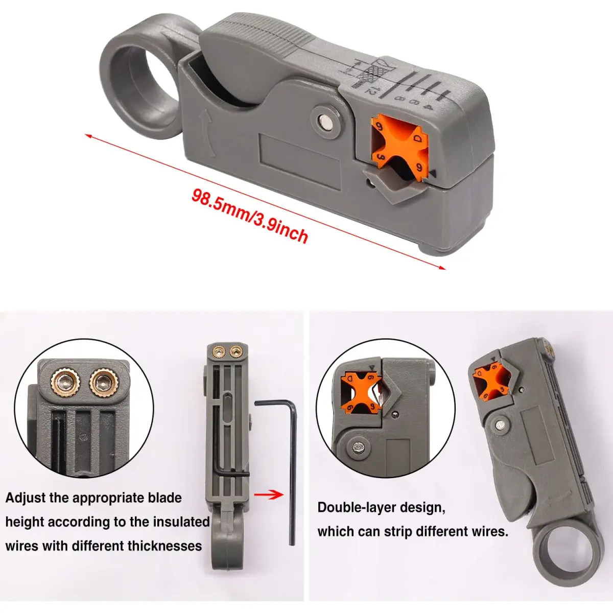 Taiss Coaxial Cable Tool Kit with BNC Crimp Tool & 10 Connectors | 0.715 kg (1.58 lb) Ratchet Crimper - view 5