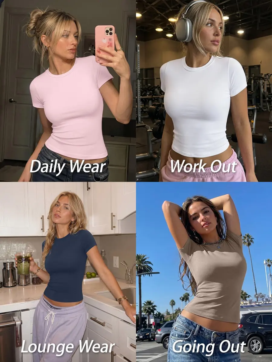 Trendy Queen Womens Short Sleeve T Shirt Slim Fit Crew Neck White XL | Buttery Soft Stretch Fabric - view 6
