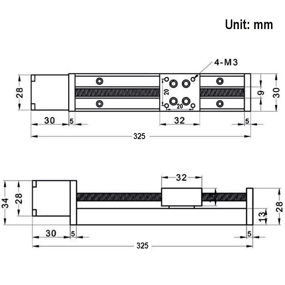 Befenybay 300mm Linear Rail Guide T6x1 with NEMA11 Stepper Motor | Precision Motion System for DIY CNC - view 3