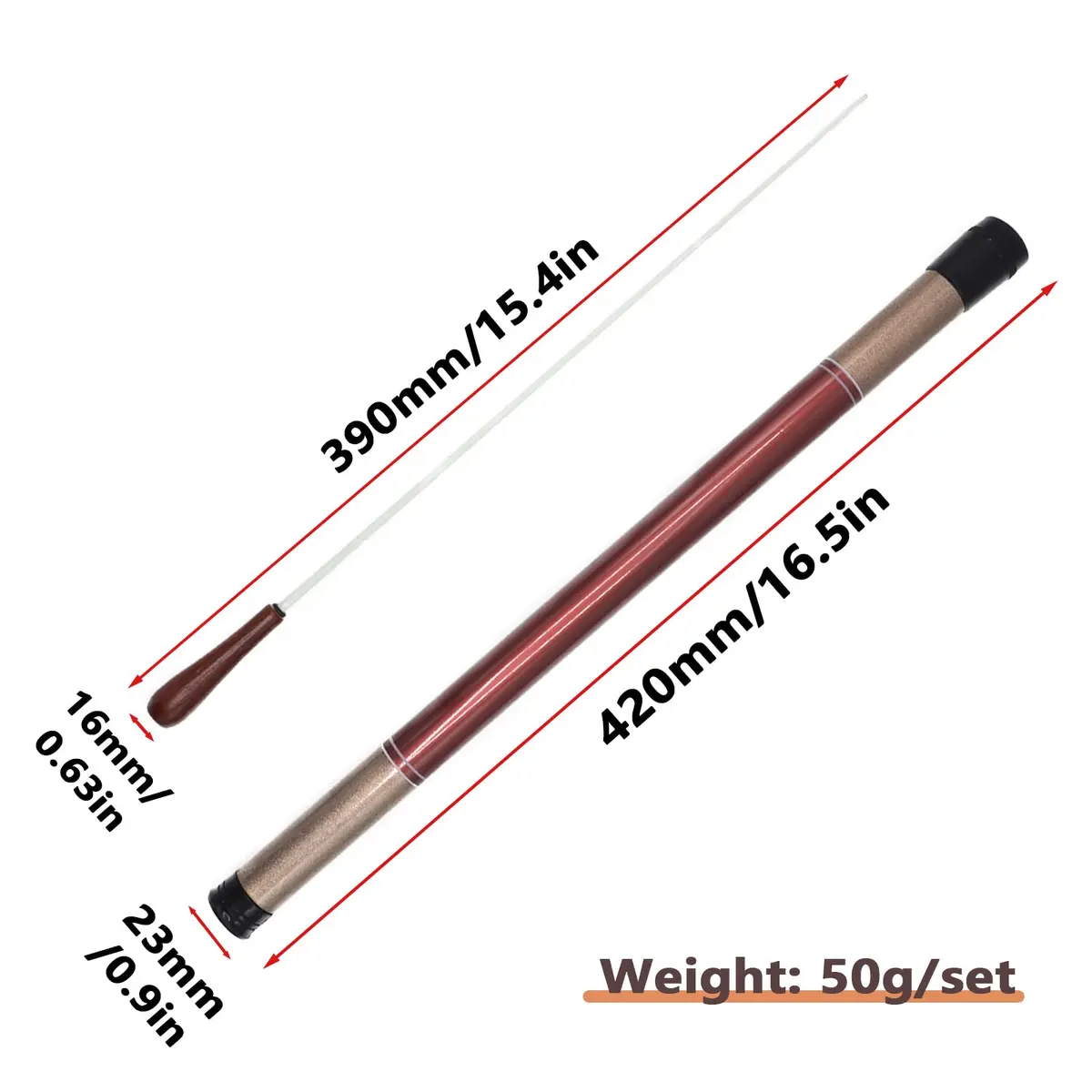 Cheerock Rosewood Handle Conducting Baton 15 Inch with Case | Balanced Weight for Precise Movements - view 2