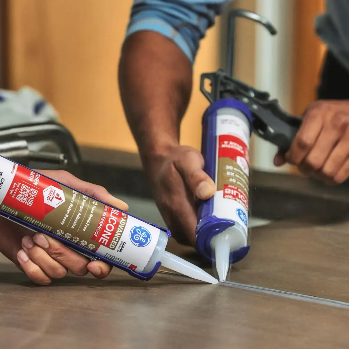 GE Advanced Silicone Caulk for Kitchen & Bathroom, Clear 295ml (10 fl oz) | 100% Waterproof Sealant - view 8