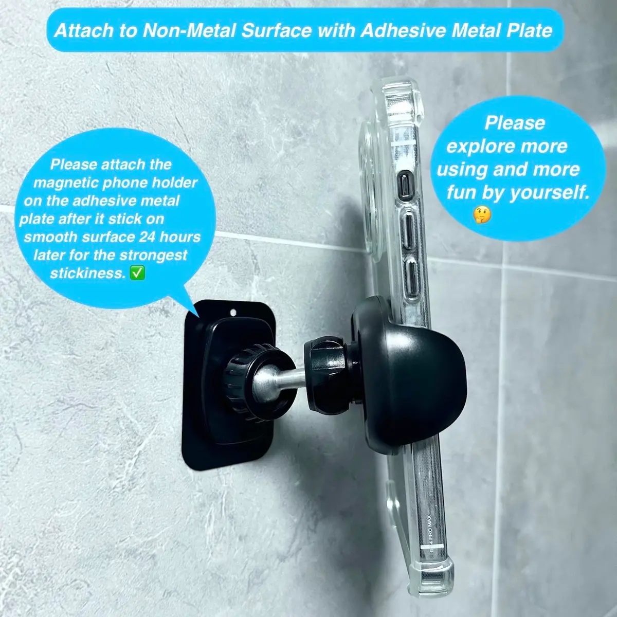 ARMOLABX Heavy Duty Magnetic Phone Holder Mount for Gym & All Metal Surfaces | Fits Big Phones & Thick Cases (Black) - view 5