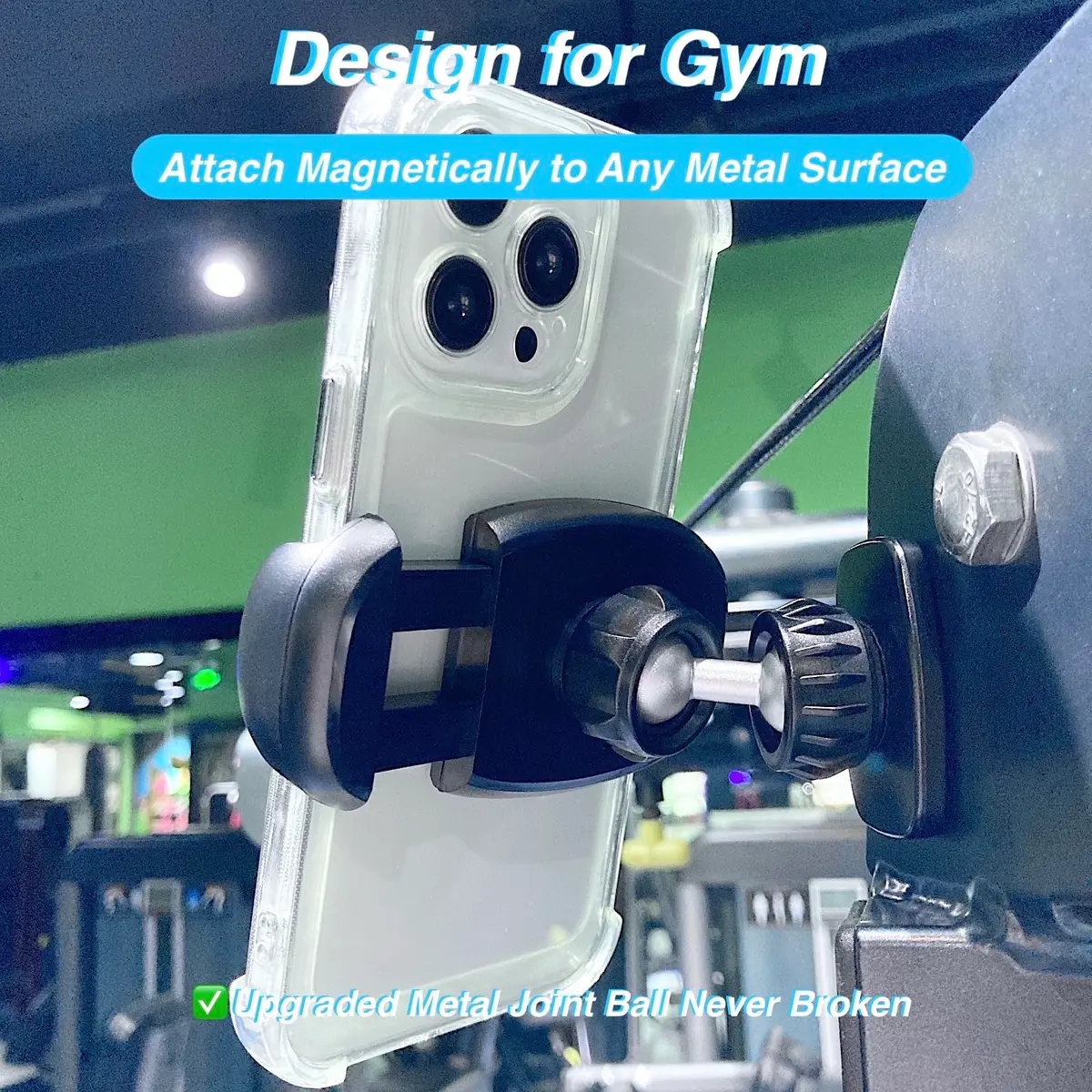 ARMOLABX Heavy Duty Magnetic Phone Holder Mount for Gym & All Metal Surfaces | Fits Big Phones & Thick Cases (Black) - view 2