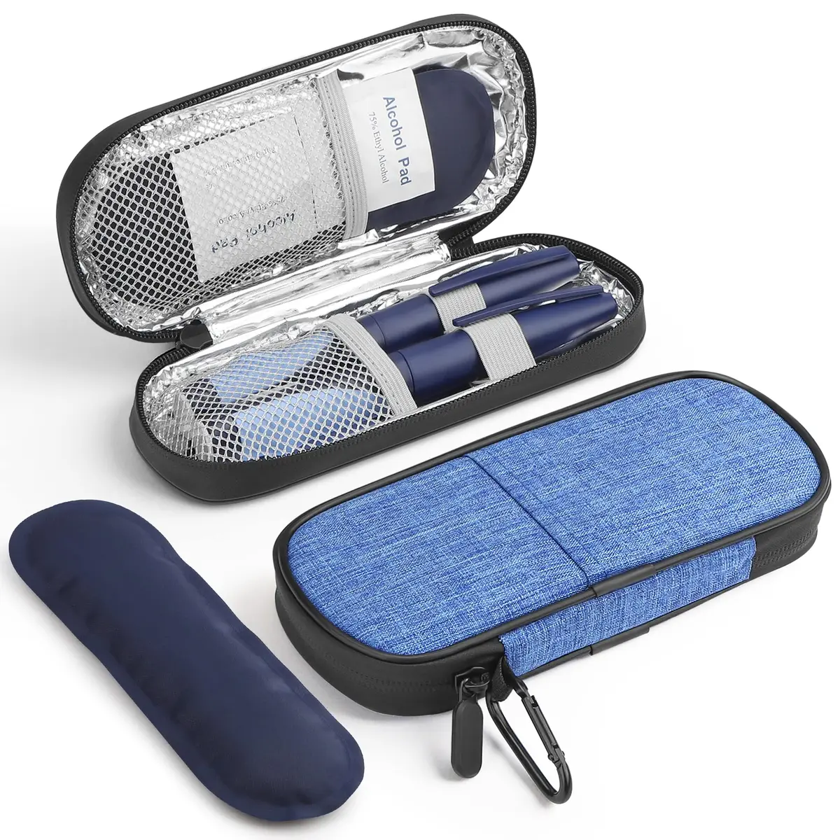 Gelozid Insulin Cooler Travel Case Blue | Compact, Insulated with 2 Reusable Ice Packs for Diabetic Supplies - main product image