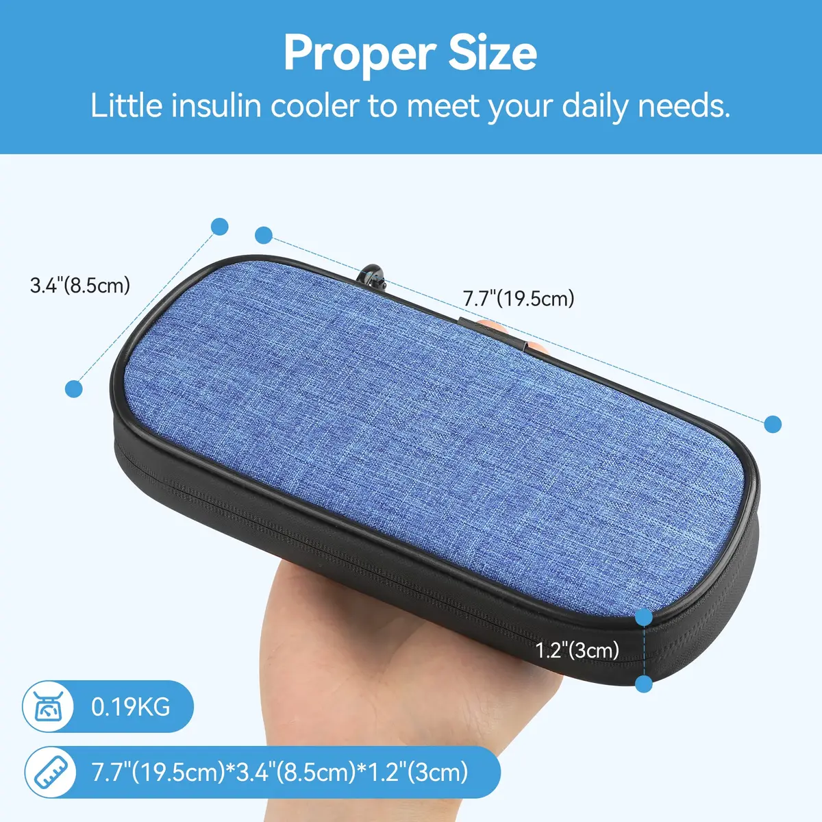 Gelozid Insulin Cooler Travel Case Blue | Compact, Insulated with 2 Reusable Ice Packs for Diabetic Supplies - view 5