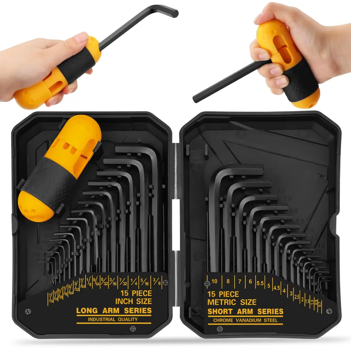 ELEAD 31-Piece Hex Key Set with Torque Handle, 0.7mm-10mm & 0.028"-3/8" | Heat-Treated Alloy Steel - main product image