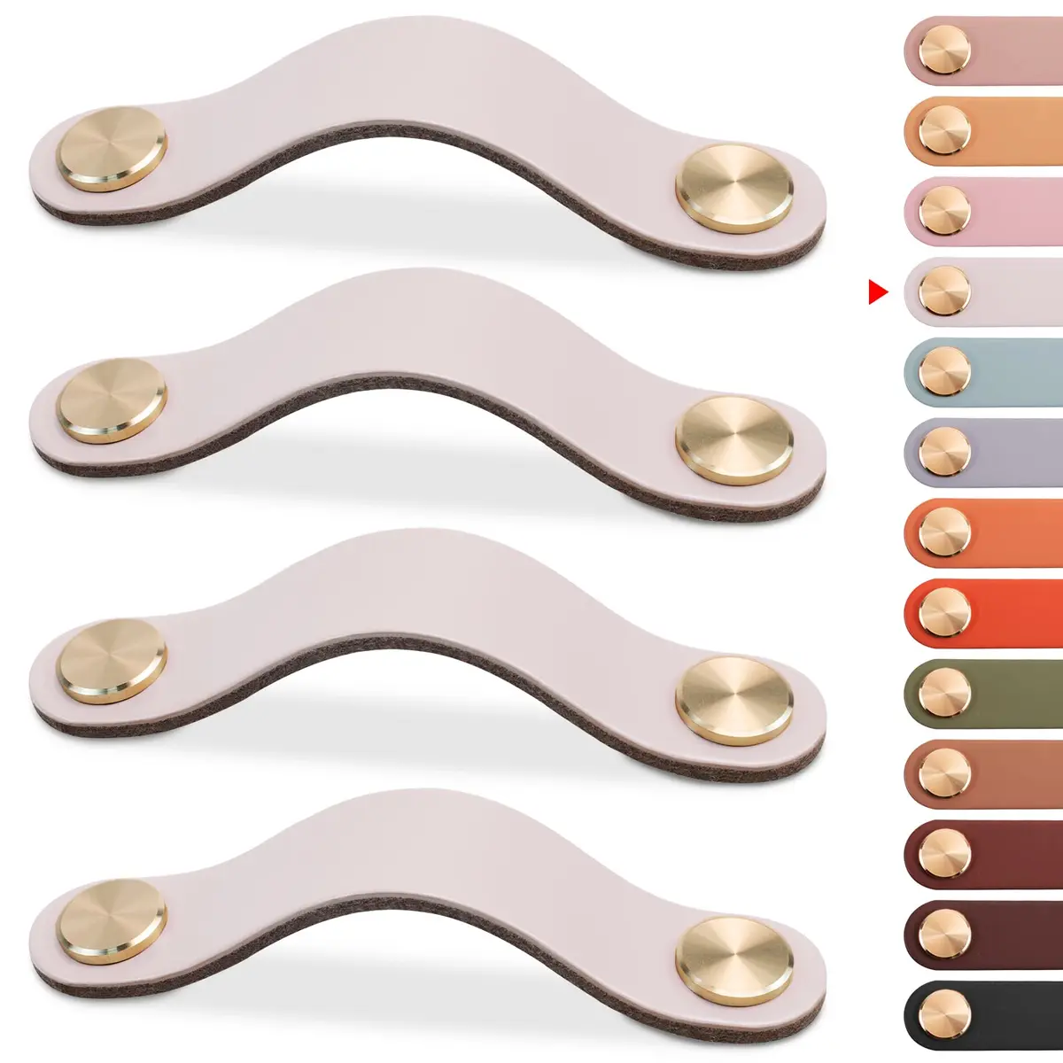 LEREATI 4 Pack Faux Leather Drawer Pulls Cream Cabinet Handles 3.7 inch (96mm) Hole Center | Modern Rustic Hardware for Dressers and Cupboards - main product image