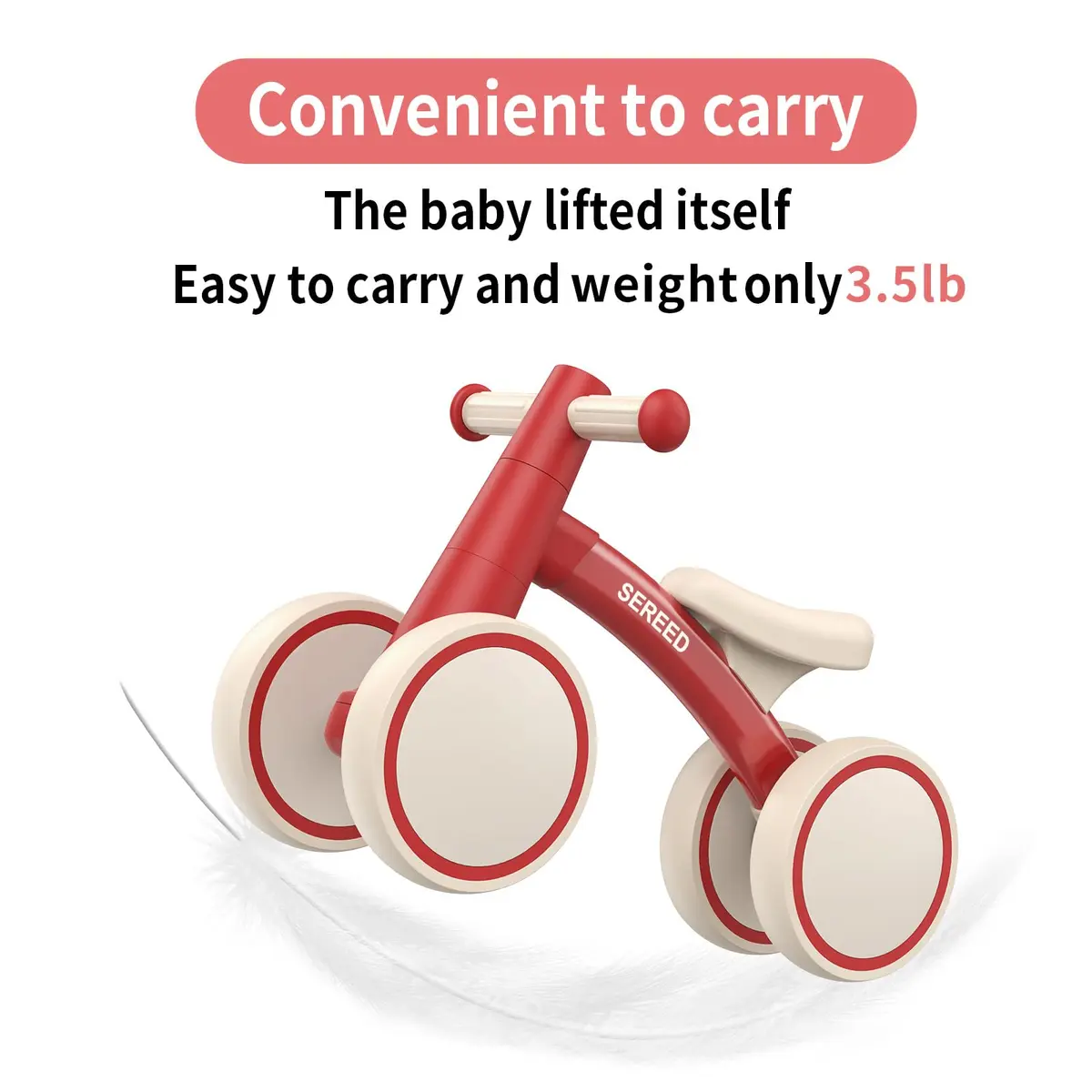 SEREED Baby Balance Bike Red 10 inches (25.4 cm) | First Birthday Gift Toy for Toddlers 12-24 Months - view 4