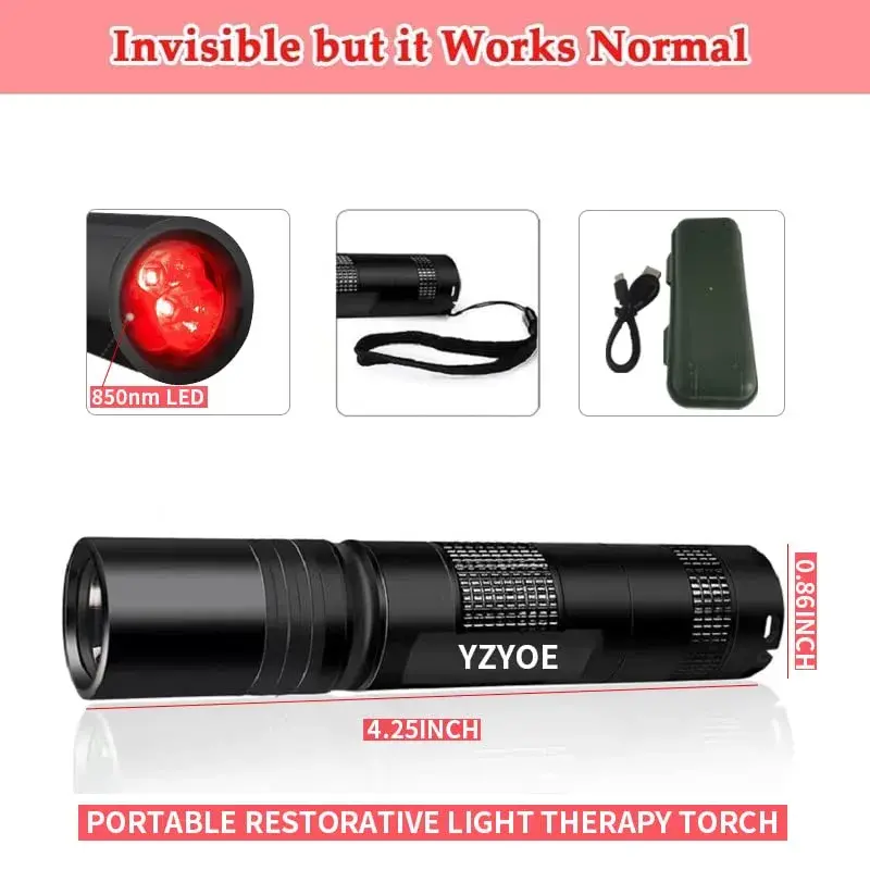 YZYOE Infrared Light Therapy Wand 630nm 660nm 850nm | Targeted Pain Relief & Skin Health - view 2