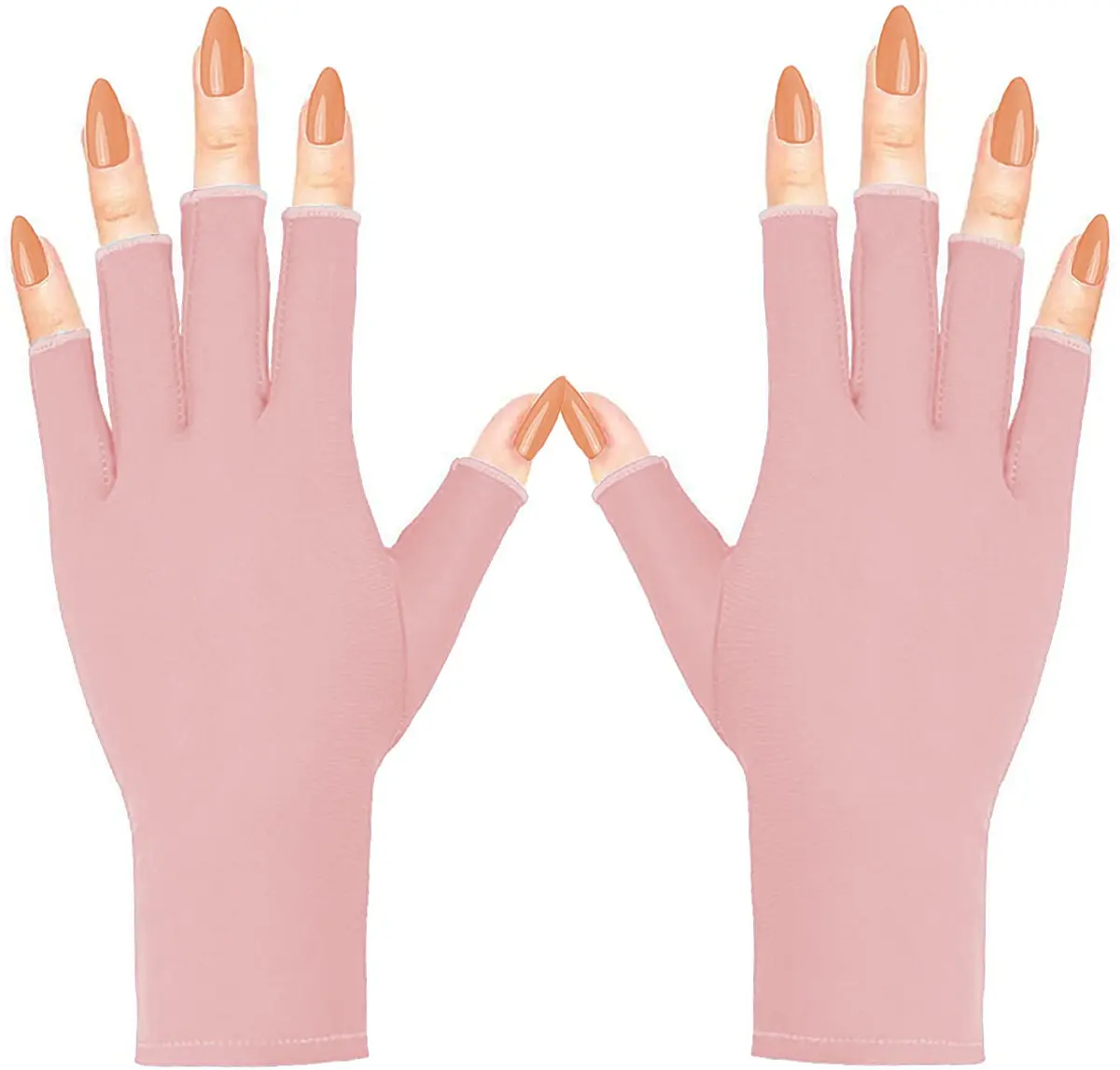 COOSLIM Pink Half-Finger UV Protection Gloves for Gel Nail Lamp | UPF 50+ for Manicures - main product image