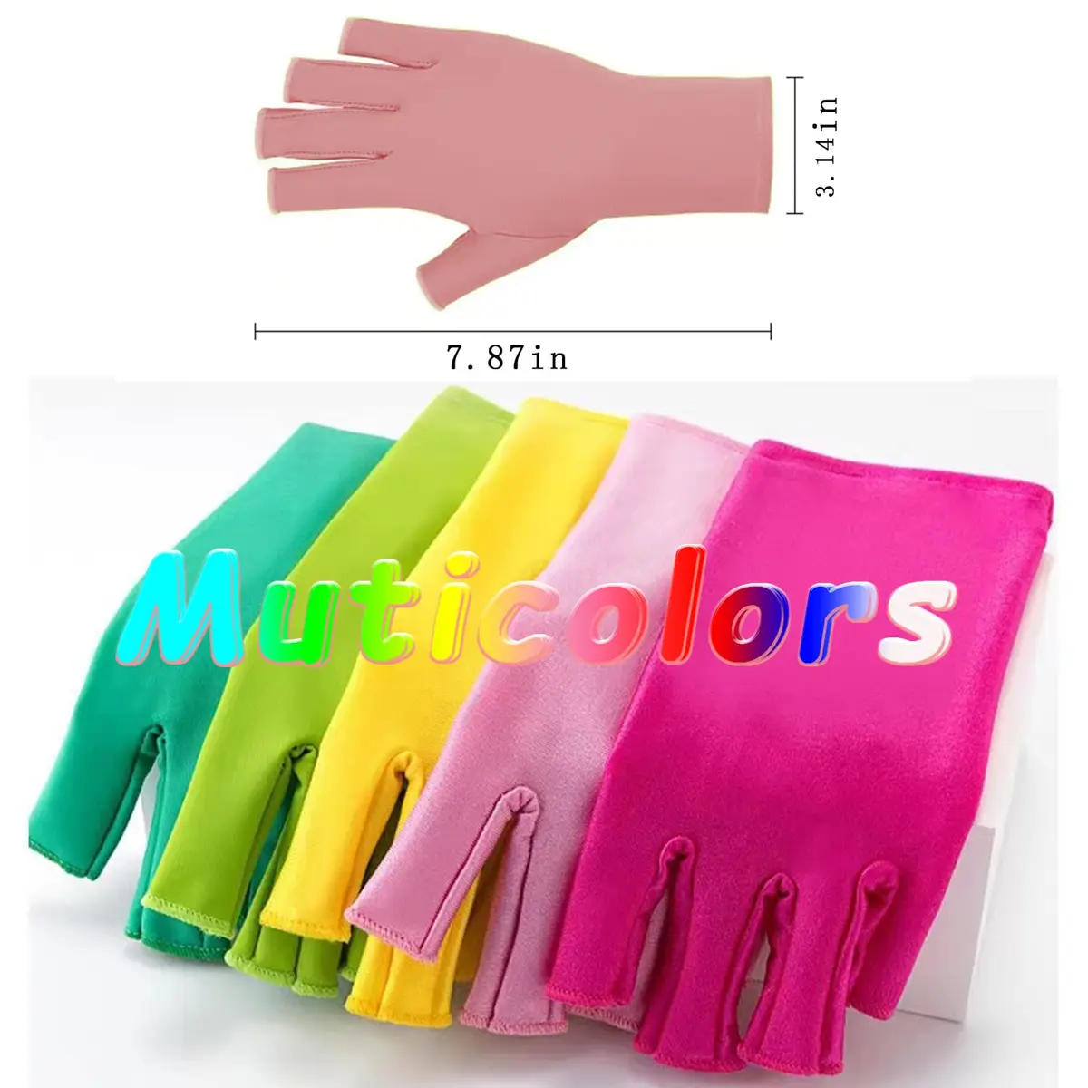 COOSLIM Pink Half-Finger UV Protection Gloves for Gel Nail Lamp | UPF 50+ for Manicures - view 5