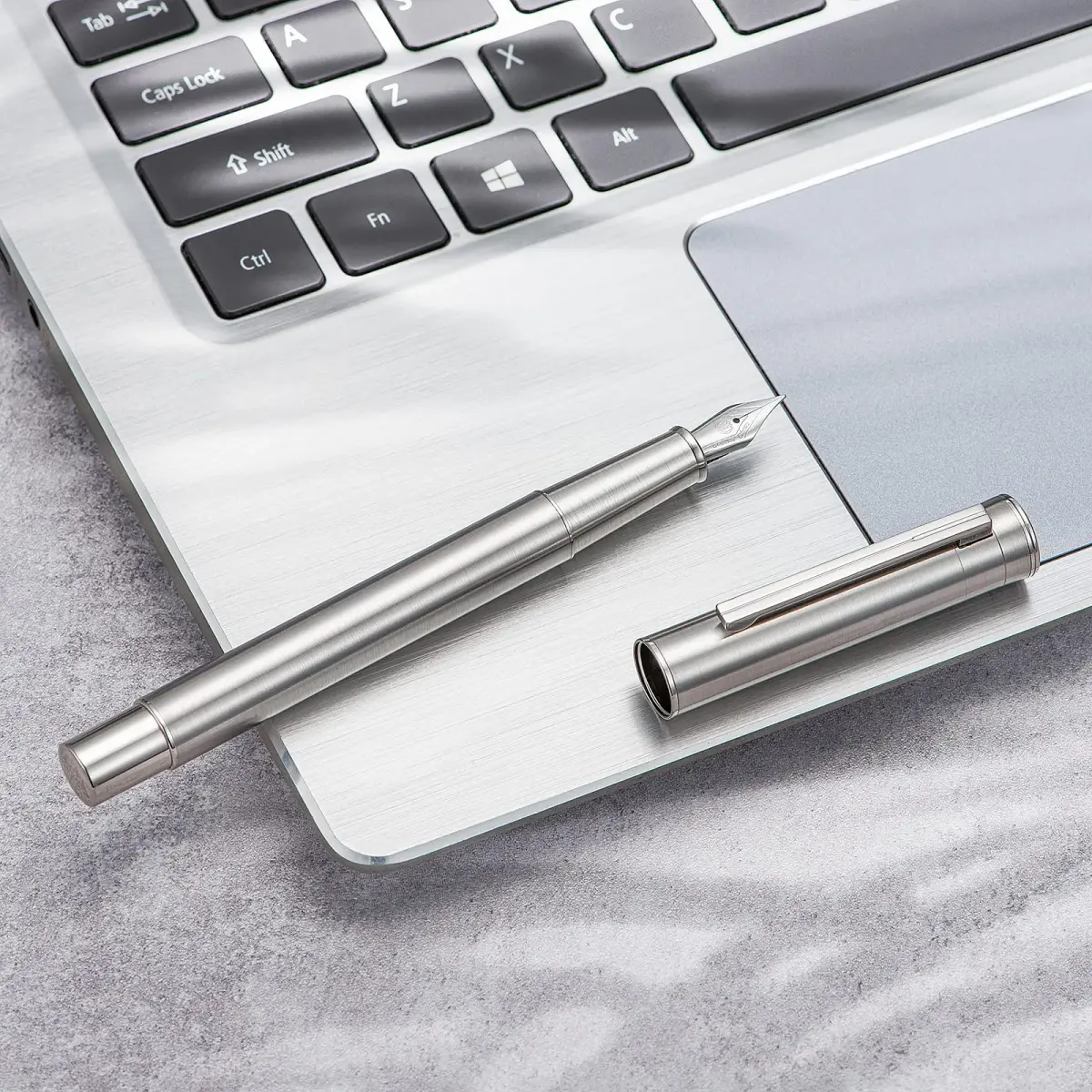 Asvine 1861 Stainless Steel Fountain Pen with Long Blade Nib & Metal Case | Smooth Writing for Professionals - view 7