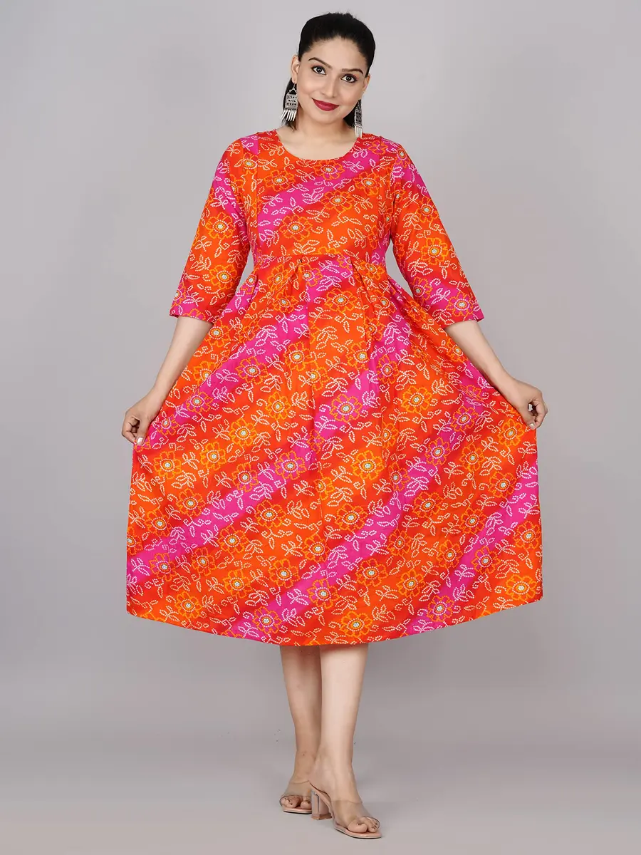 Jikonet Women's Maternity Red Floral Maxi Dress with Long Sleeves | Easy Breastfeeding Access - view 2