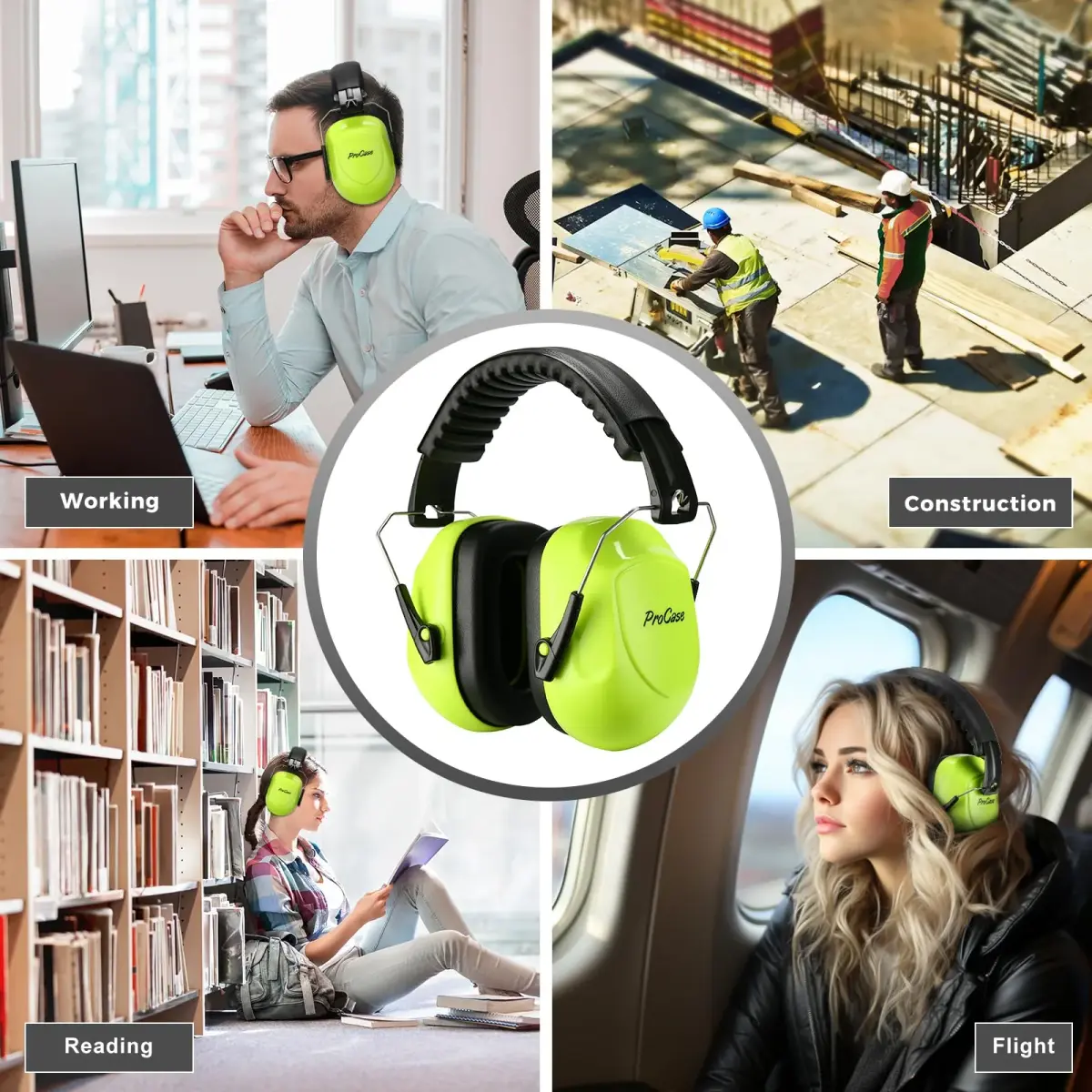 ProCase NRR 28dB Passive Noise Reduction Earmuffs | ANSI S3.19 Certified, Adjustable Headband, Foldable Design - view 7