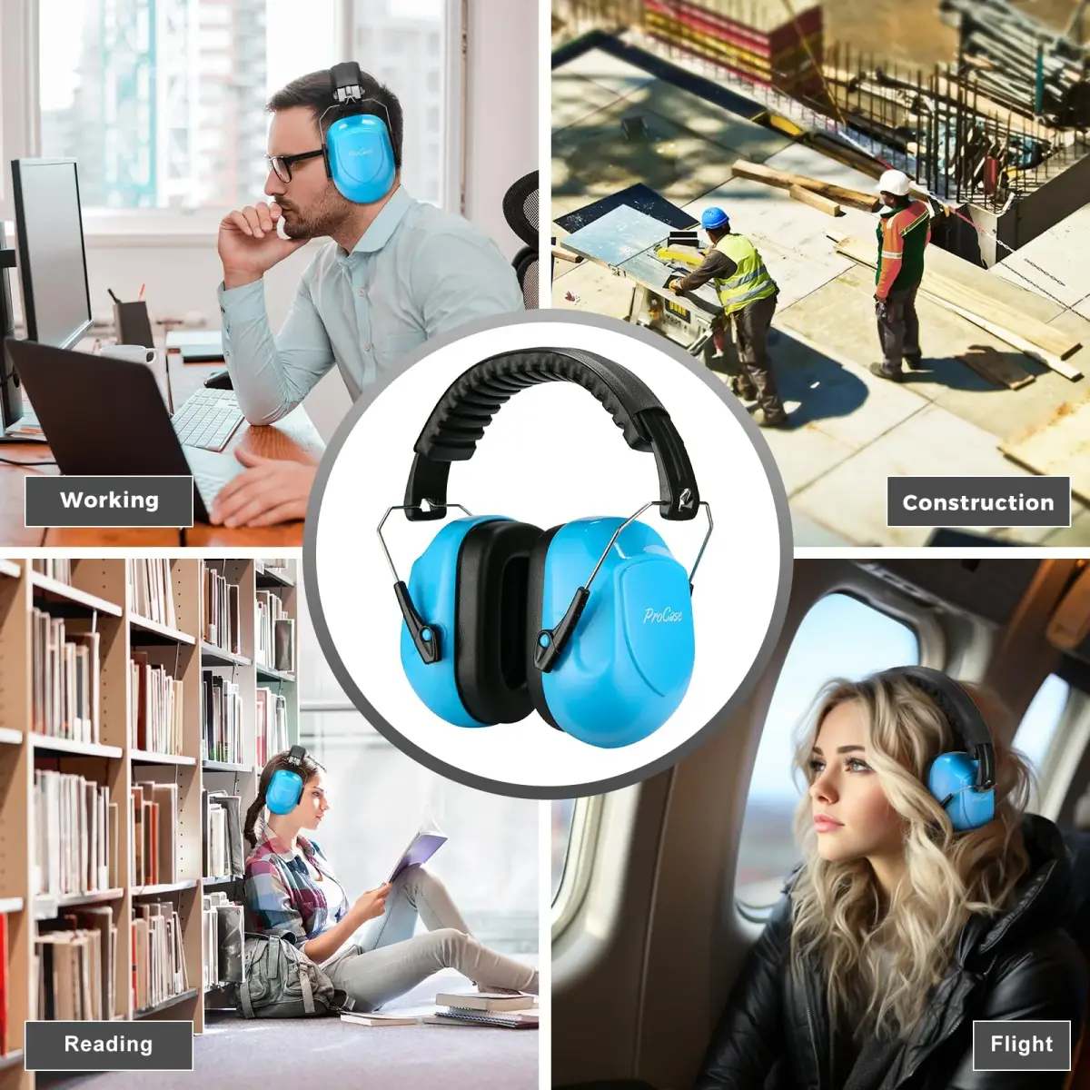 ProCase NRR 28dB Noise Cancelling Earmuffs | ANSI S3.19 Certified, Foldable & Adjustable for Adults & Teens - view 6