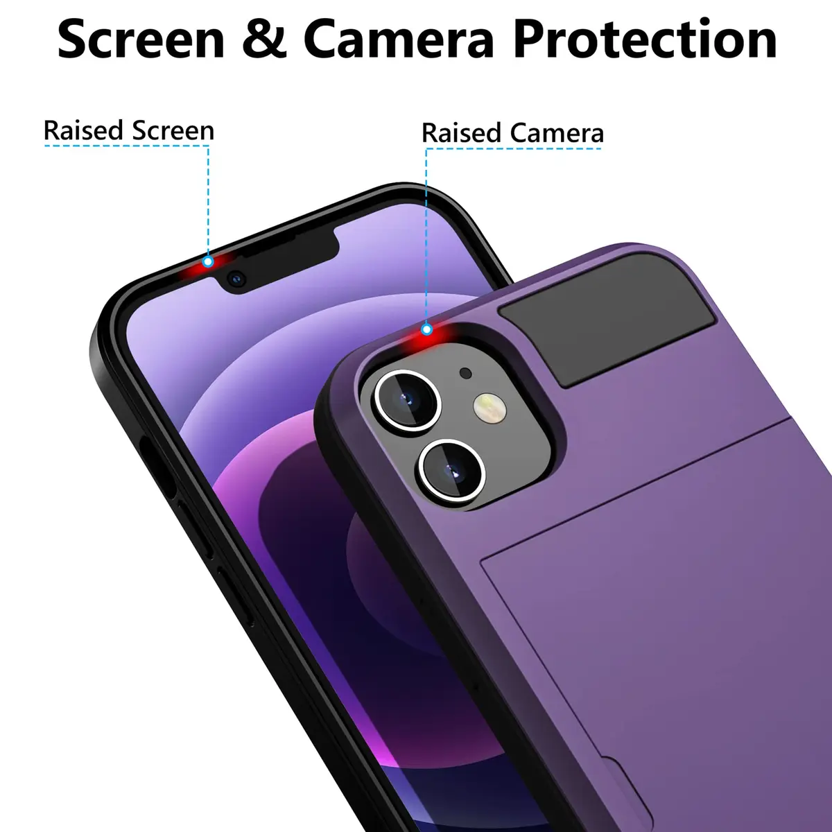 Vofolen iPhone 12 Case Wallet with Card Holder, 6.1 Inch GreyPurple | Dual-Layered Protective Cover - view 5