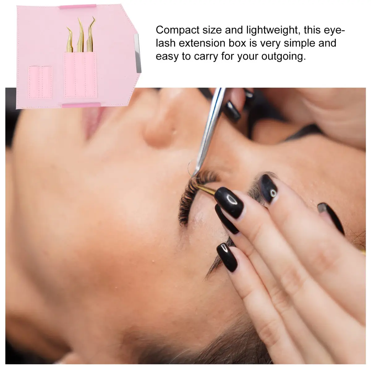 Beaupretty Lash Tweezer Case Pink | Portable Eyelash Extension Storage Bag for Travel & Home - view 5