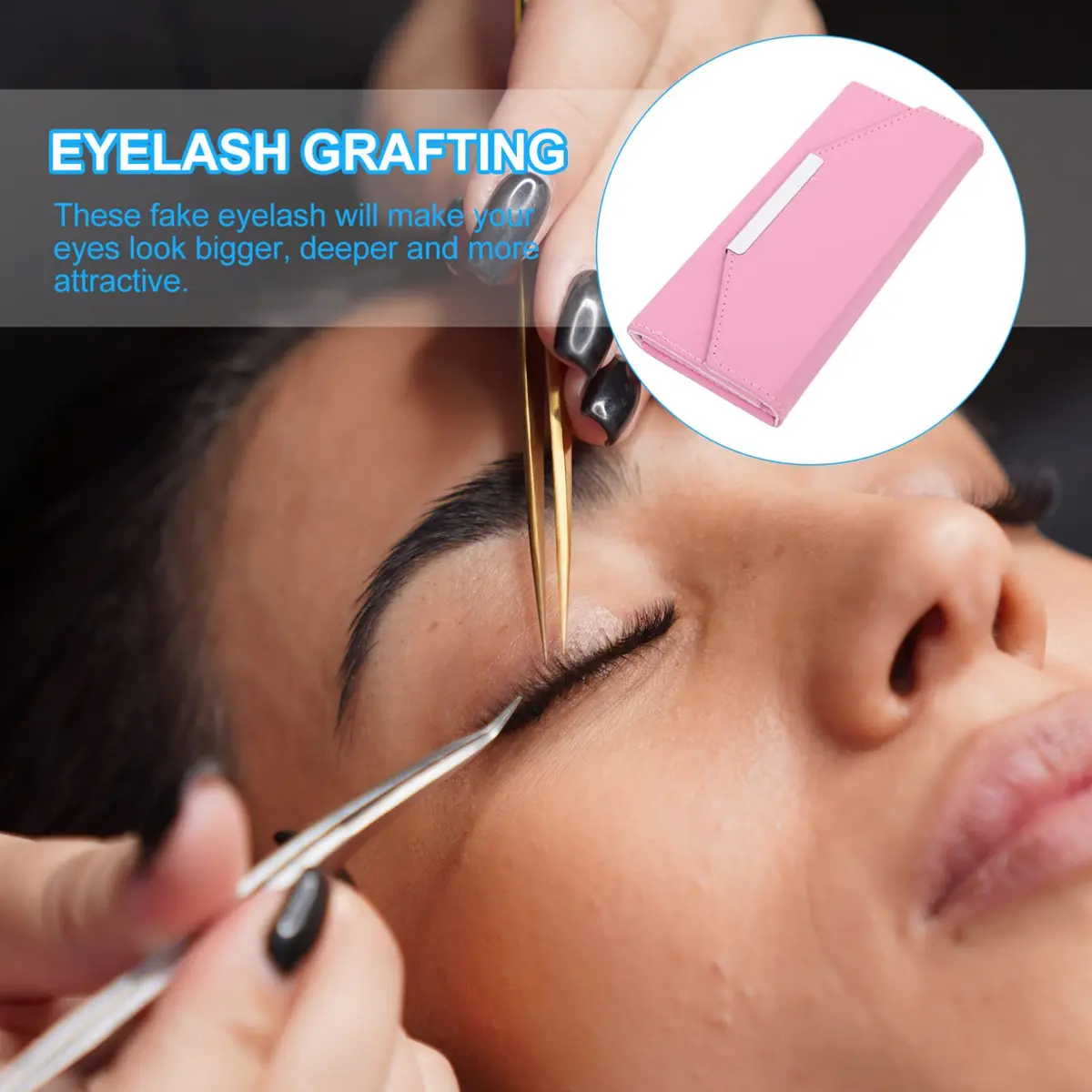 Beaupretty Lash Tweezer Case Pink | Portable Eyelash Extension Storage Bag for Travel & Home - view 6