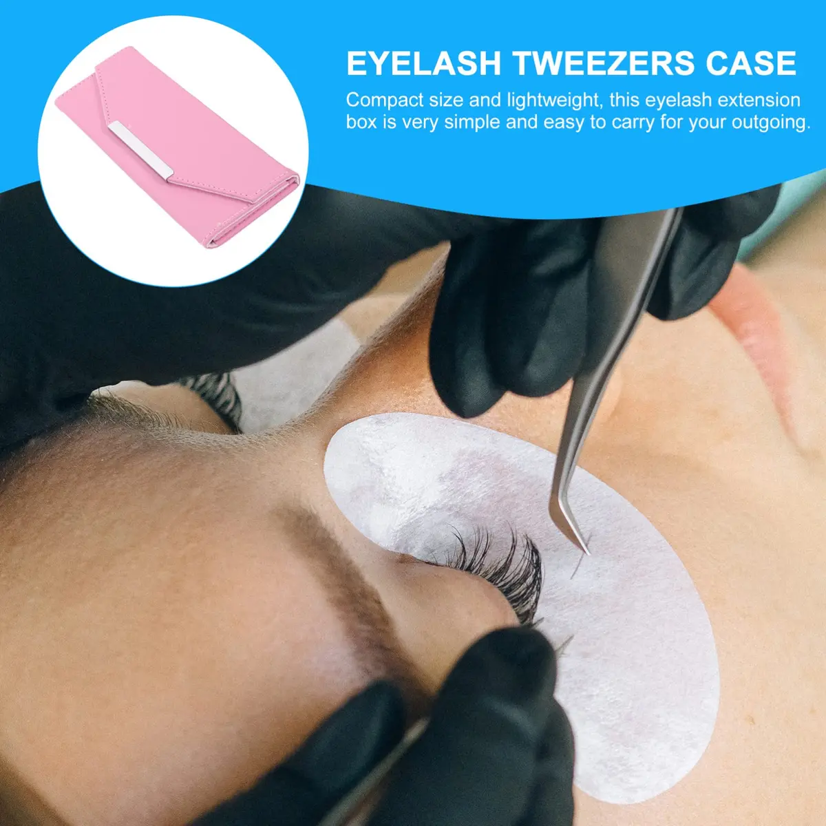 Beaupretty Lash Tweezer Case Pink | Portable Eyelash Extension Storage Bag for Travel & Home - view 7
