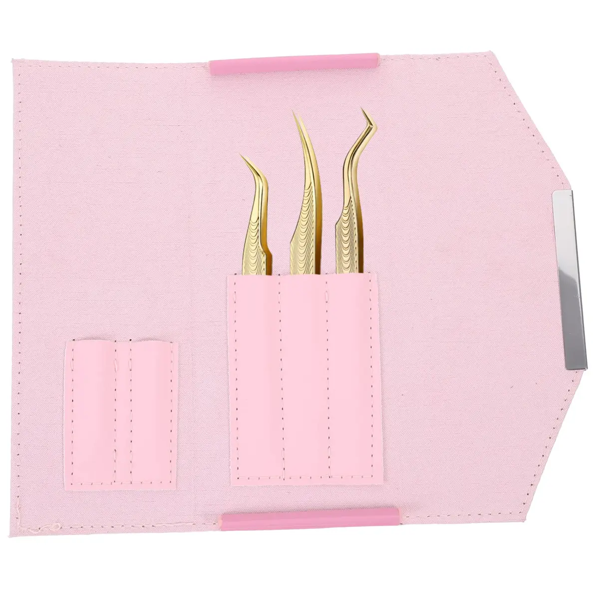 Beaupretty Lash Tweezer Case Pink | Portable Eyelash Extension Storage Bag for Travel & Home - view 4