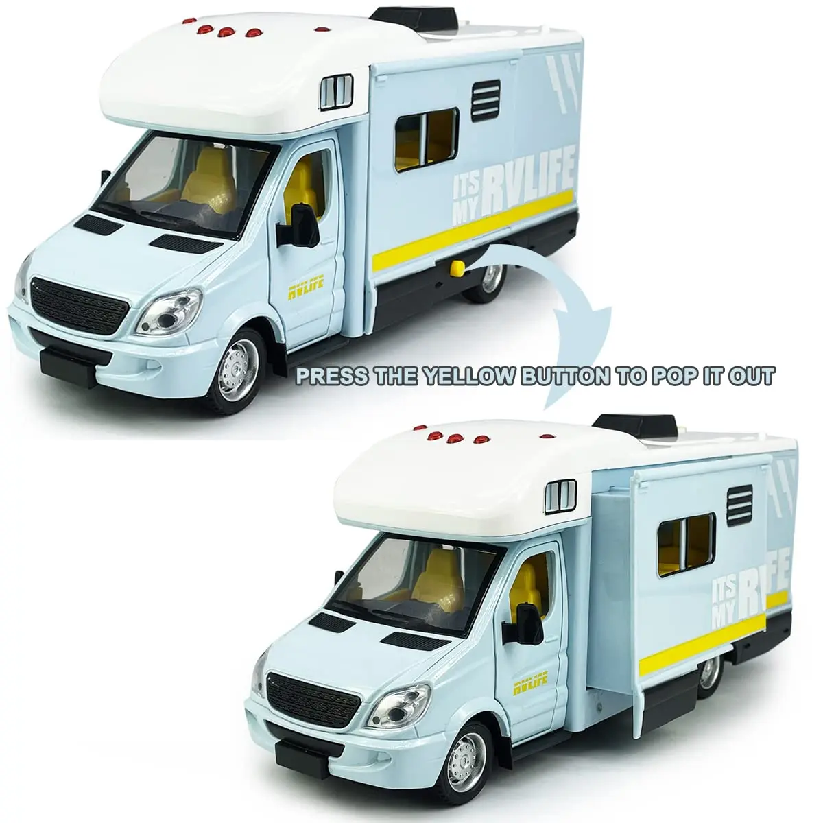 VIIGER Toy Camper RV Motorhome for Kids 8.3"L x 2.7"W x 3.6"H | Diecast Metal Play Vehicle - view 3