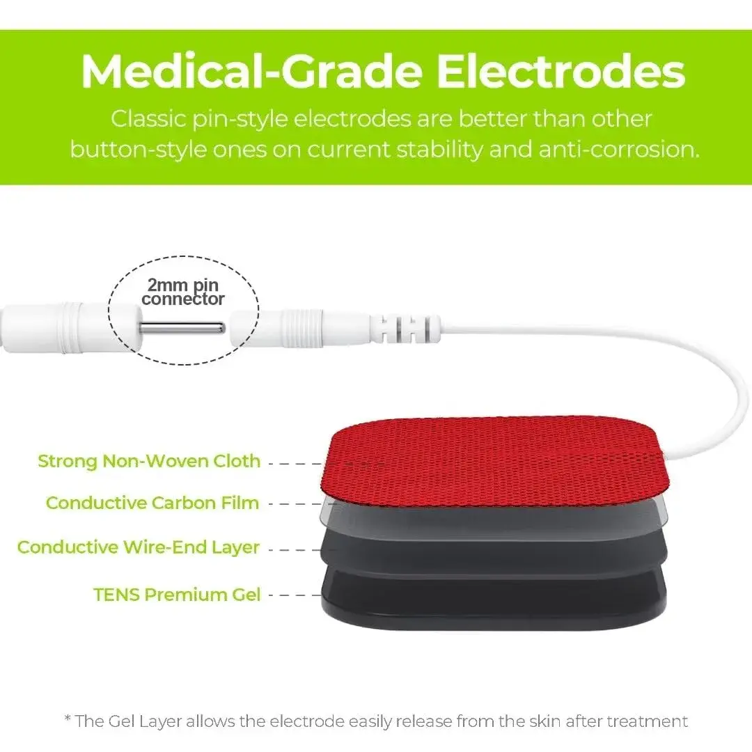 AUVON TENS Unit Electrode Pads 20-Pack | Upgraded Self-Stick, 2"x2", Red - view 4