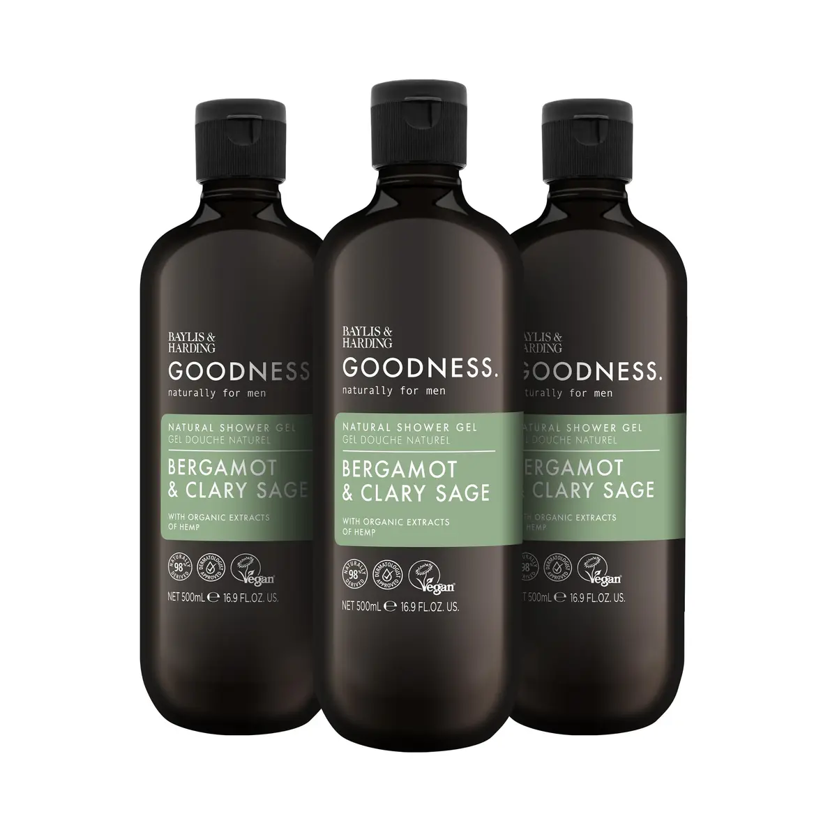 Baylis & Harding Natural Shower Gel 16.9 Fl Oz | Hemp-infused, Sulfate-Free, Vegan, Recyclable Pack - main product image