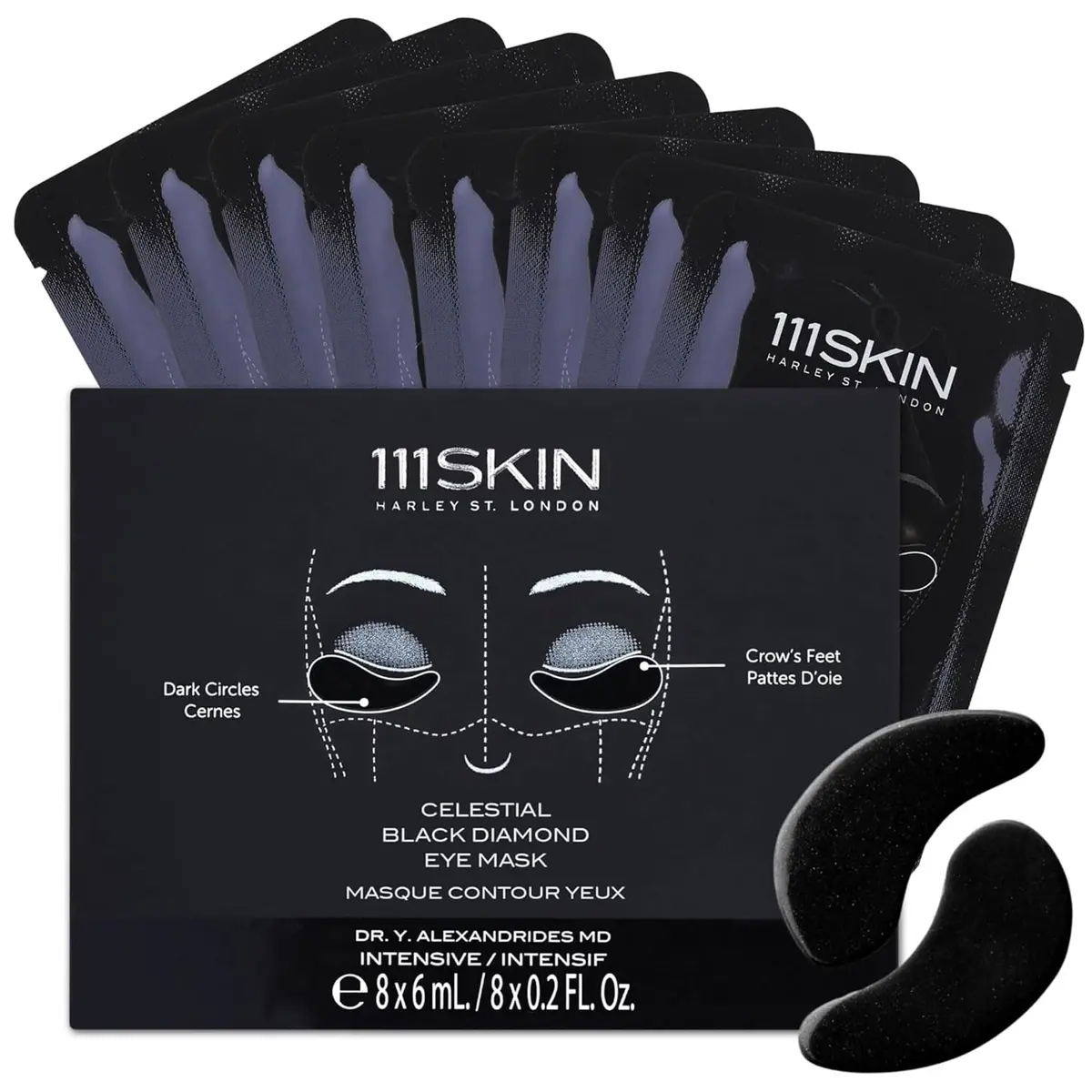 111SKIN Black Diamond Eye Mask Hydrating Under Eye Patches 8 Pairs | Brighten & Firm with Collagen & Diamond Dust - main product image