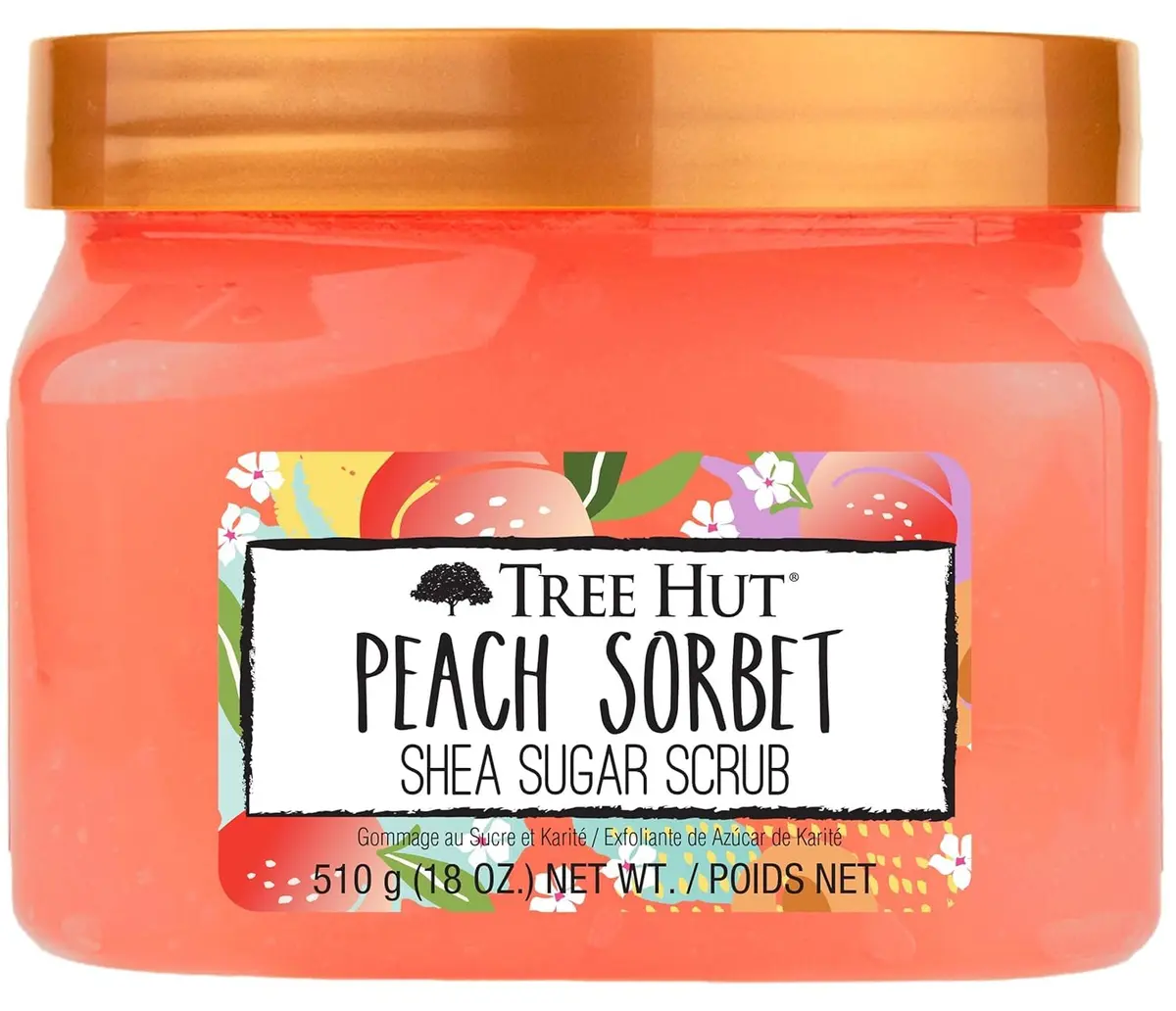 Tree Hut Shea Sugar Scrub, Peach Sorbet 18 oz | Exfoliating & Hydrating Body Scrub for All Skin Types - main product image