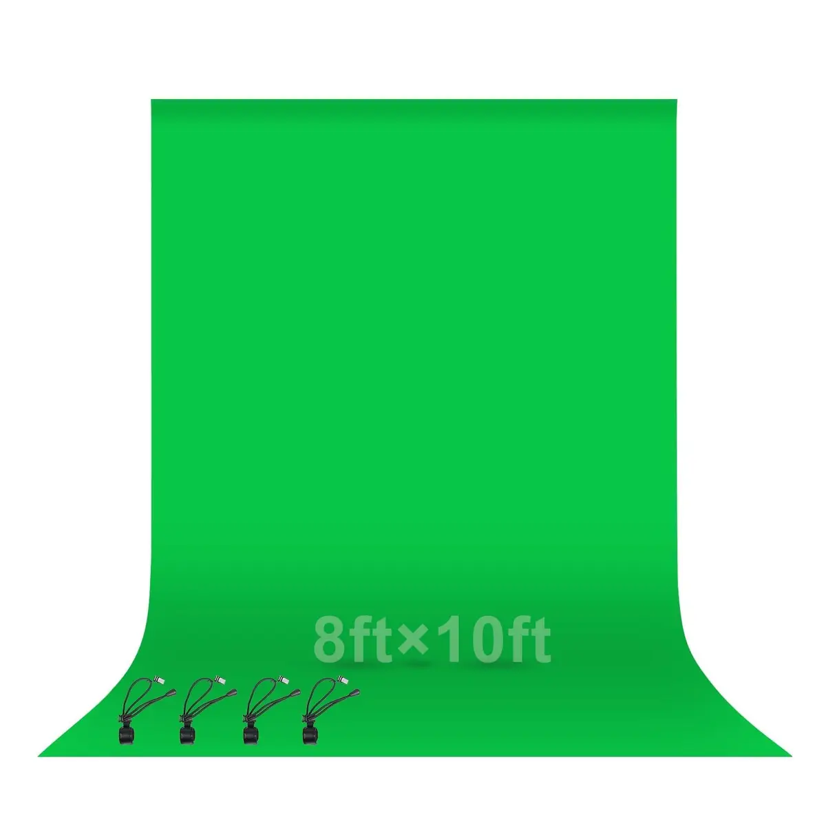 EMART 8x10ft (2.4x3m) Green Screen Backdrop, Photography Greenscreen Background Cloth with Rod Pocket & Clips - main product image