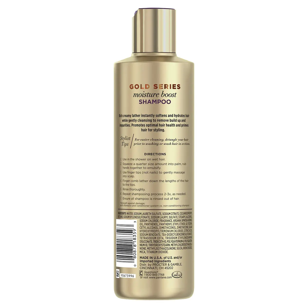 Pantene ProV Gold Series Moisture Boost Shampoo 537ml (18.2 Fl Oz) | Infused with Argan Oil for Damaged Hair - view 2