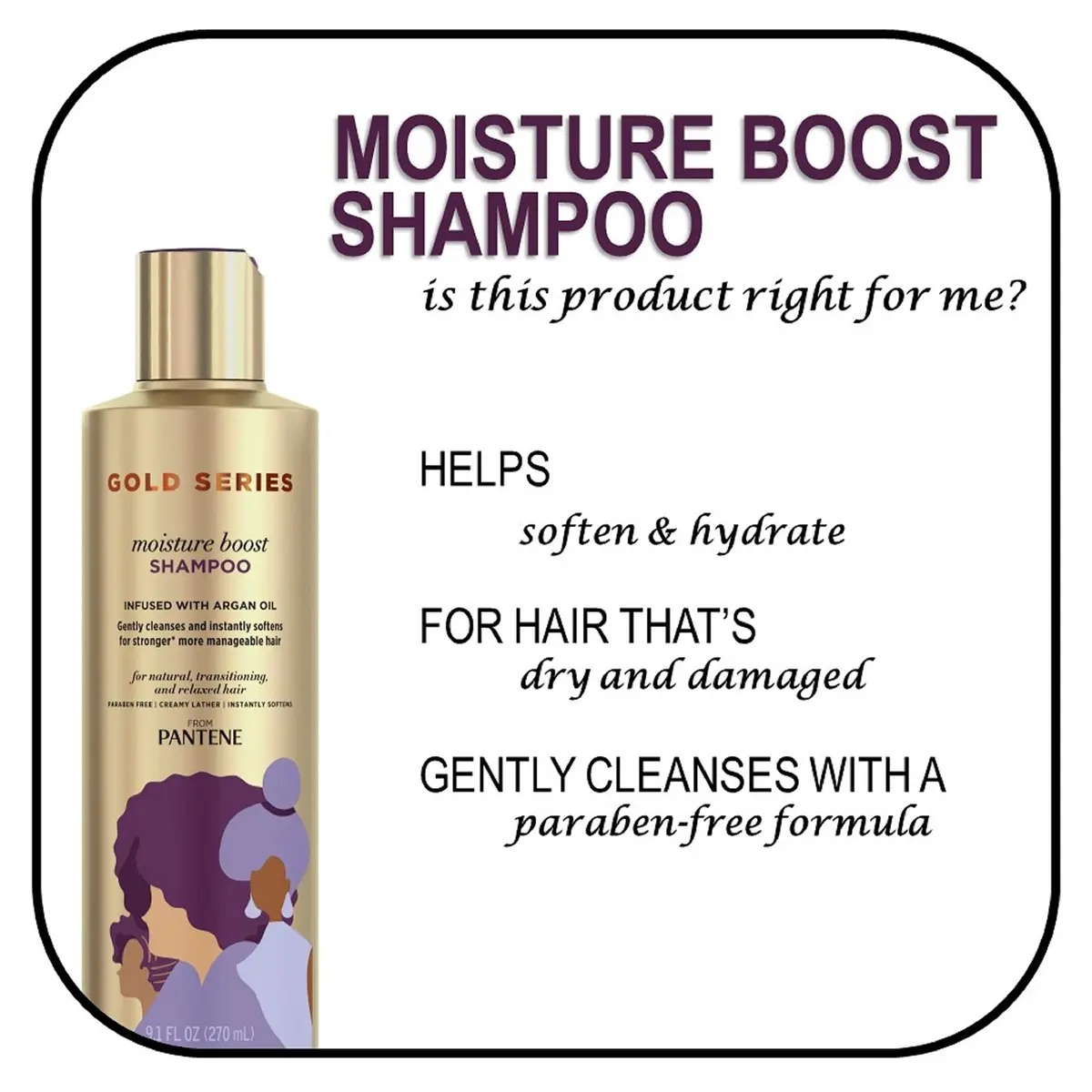 Pantene ProV Gold Series Moisture Boost Shampoo 537ml (18.2 Fl Oz) | Infused with Argan Oil for Damaged Hair - view 3