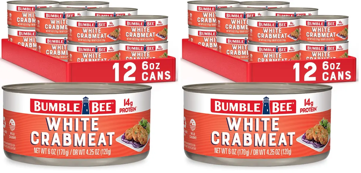 Bumble Bee White Crabmeat 6 oz | Ready to Eat, 14g Protein, Gluten Free, Pack of 12 - main product image