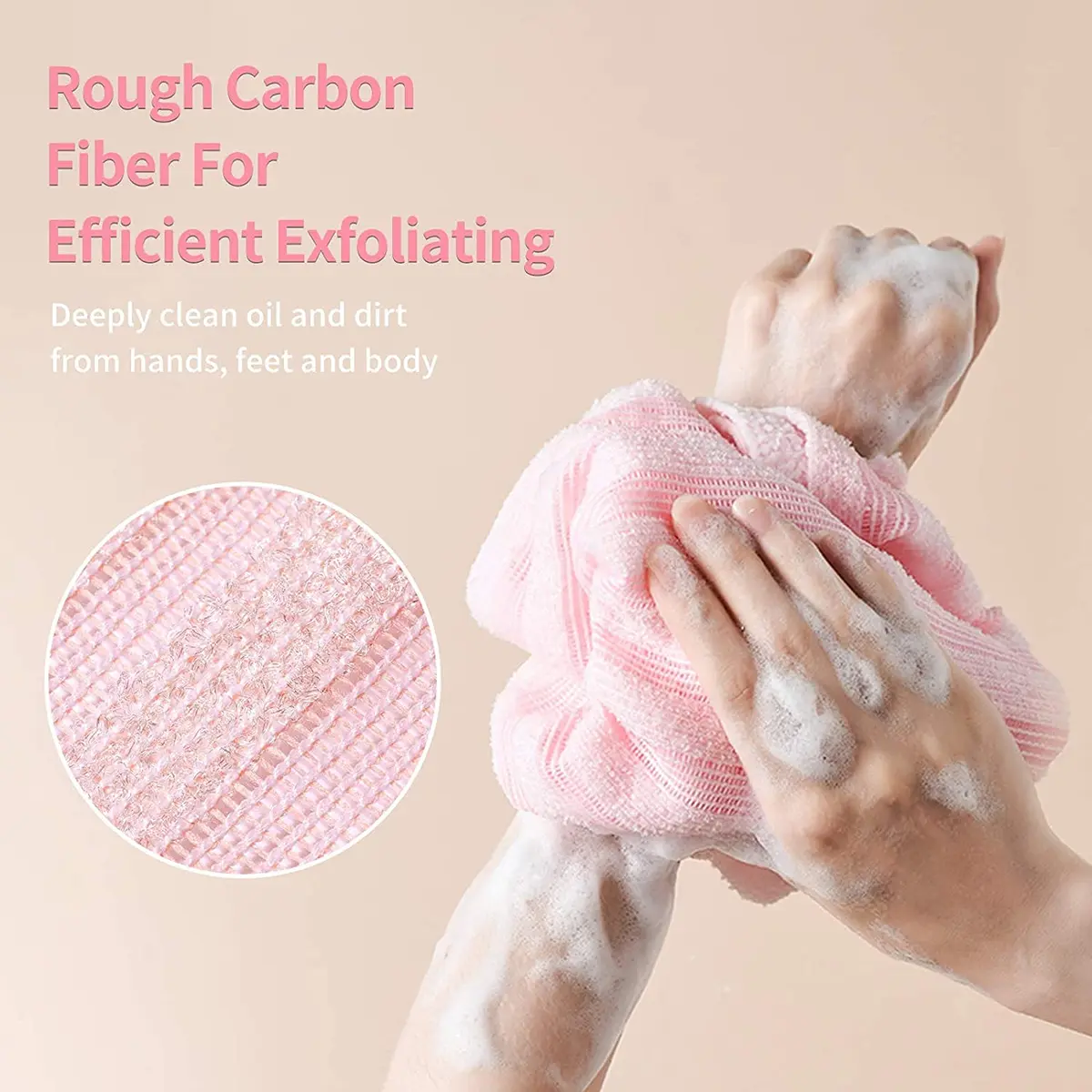 Yiclick Exfoliating Washcloth Towel 2 Pack Pink | Soft & Rough Nylon Body Scrubber for Back & Sensitive Skin - view 6