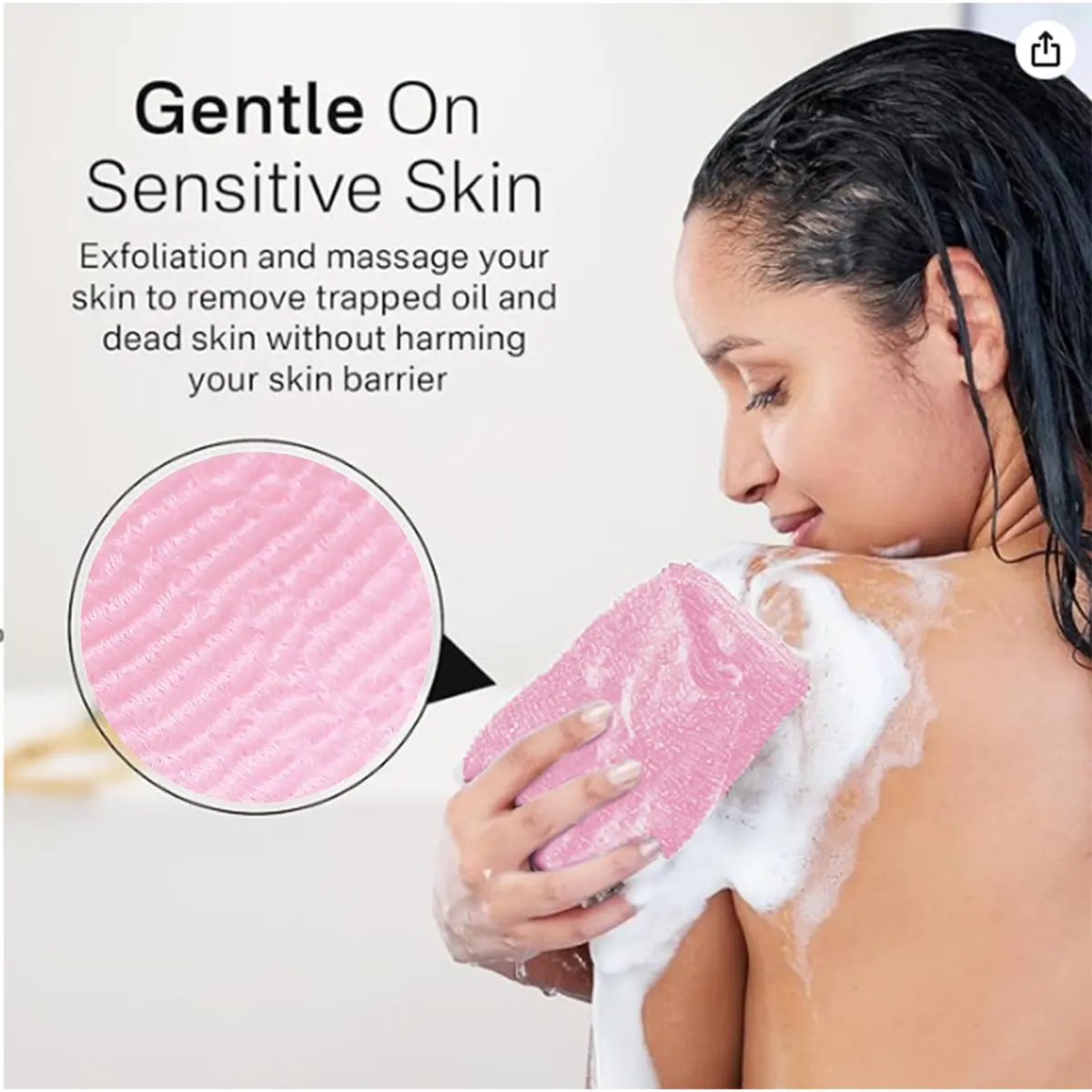 Yiclick Exfoliating Washcloth Towel 2 Pack Pink | Soft & Rough Nylon Body Scrubber for Back & Sensitive Skin - view 7