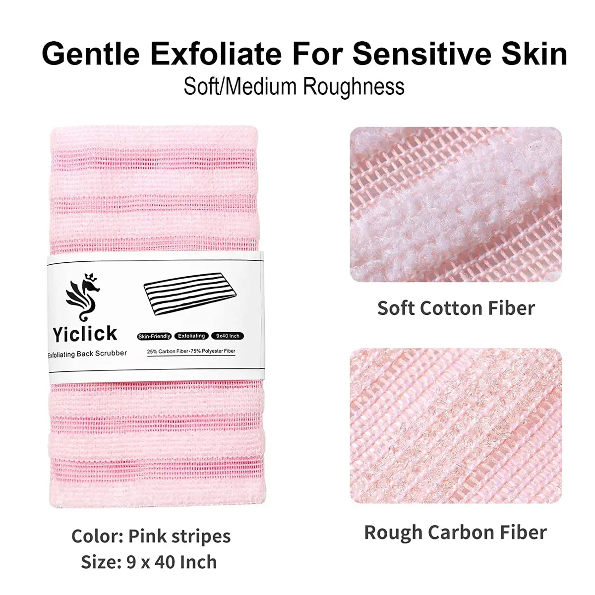 Yiclick Exfoliating Washcloth Towel 2 Pack Pink | Soft & Rough Nylon Body Scrubber for Back & Sensitive Skin - view 4