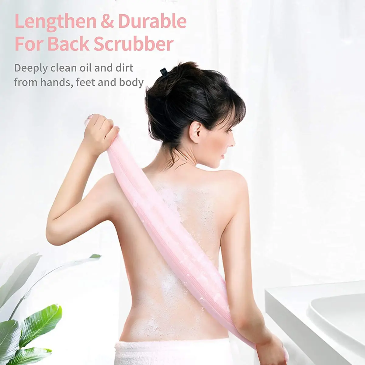 Yiclick Exfoliating Washcloth Towel 2 Pack Pink | Soft & Rough Nylon Body Scrubber for Back & Sensitive Skin - view 5