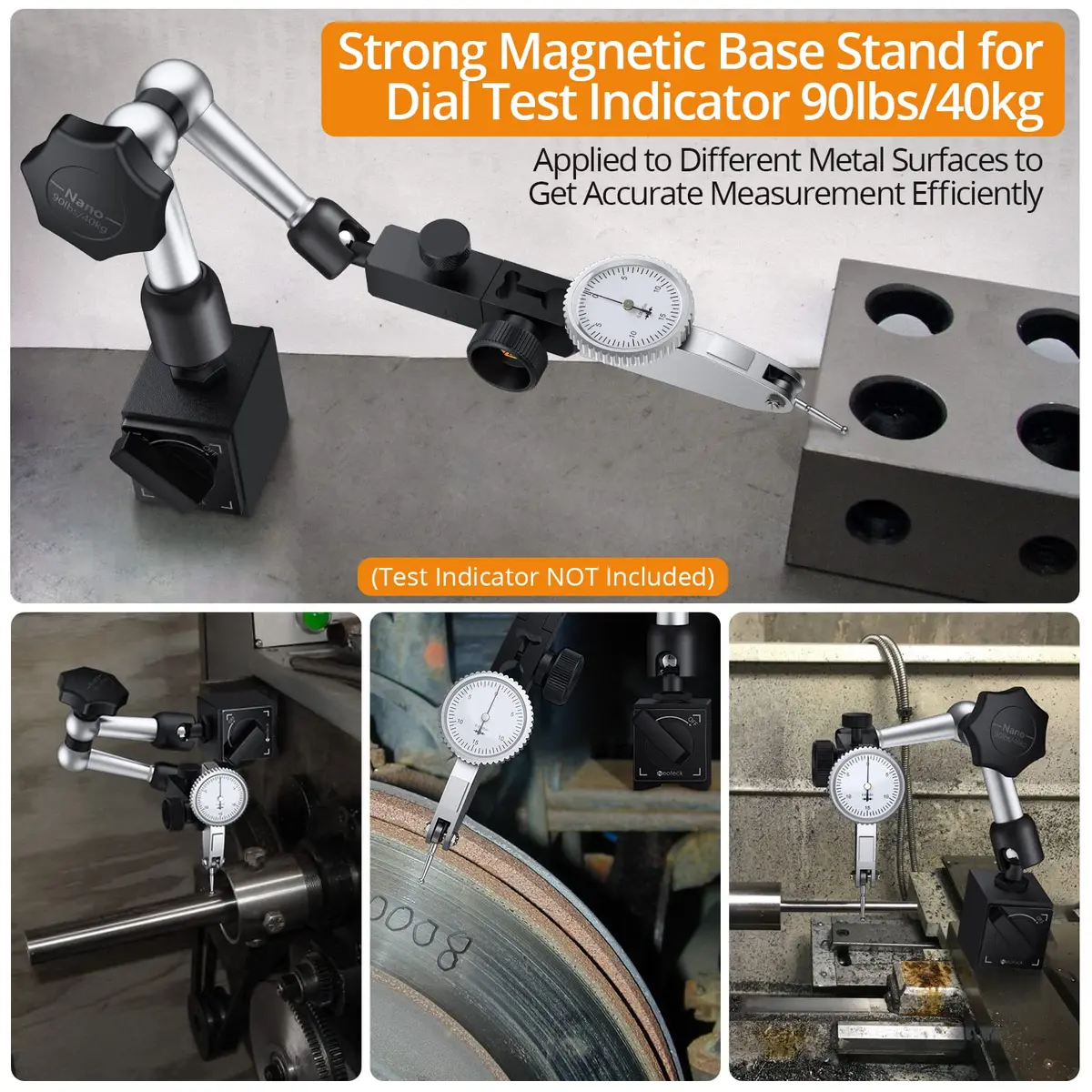 Neoteck Magnetic Base Stand for Test Indicators | 90lbs/40kg Tensile Force, Steel, Compact & Precise - view 2