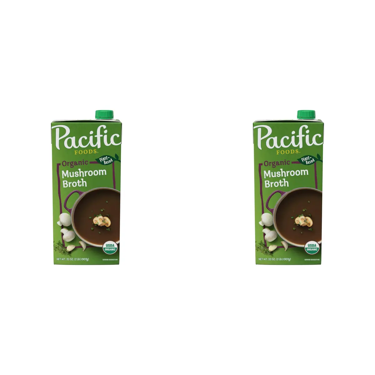 Pacific Foods Organic Mushroom Broth 32 Fl Oz (Pack of 2) | Vegan, Gluten-Free & Kosher - main product image