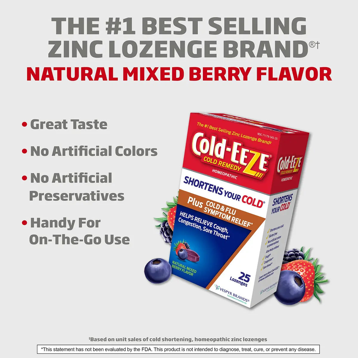 Cold-Eeze Plus Cold & Flu Zinc Lozenges 25 Count | Natural Mixed Berry, Homeopathic Relief, Shortens Cold Duration - view 5