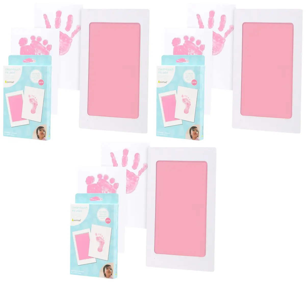 Pearhead Newborn Baby "Clean-Touch" Ink Pad Kit 3-Pack | Mess-Free Hand & Footprint Keepsake for India - main product image
