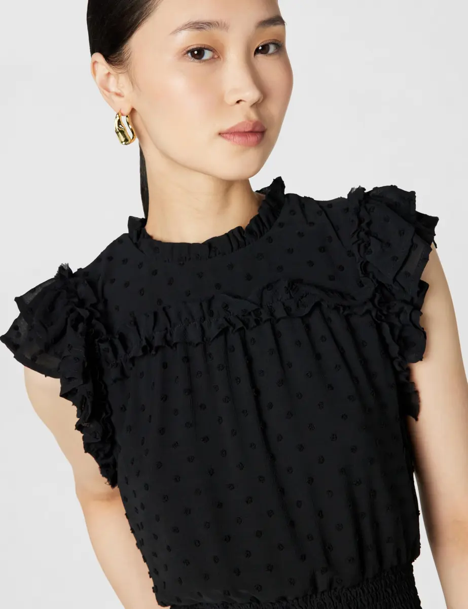 CeCe Flutter Sleeve Smocked Waist Midi Dress Rich Black | Feminine, Comfortable All-Day Wear - view 3