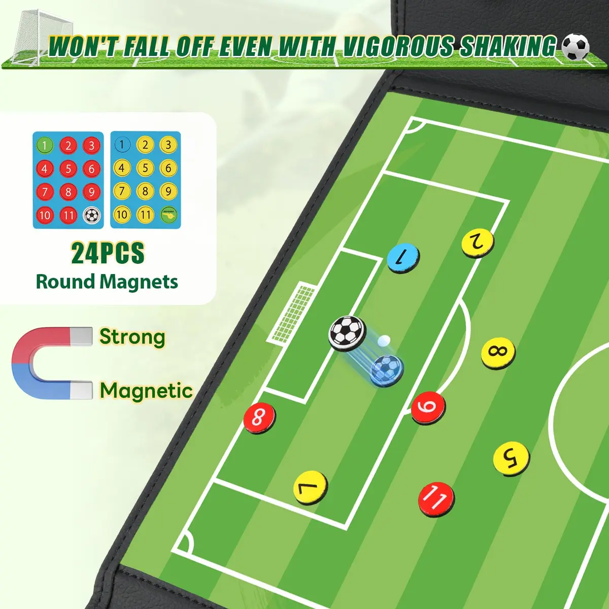 HIGHRAZON Soccer Coaching Board, Magnetic Soccer Clipboard for Coaches, Foldable Board with Dry Erase Marker | Premium Tactical Board 54x32cm - view 5