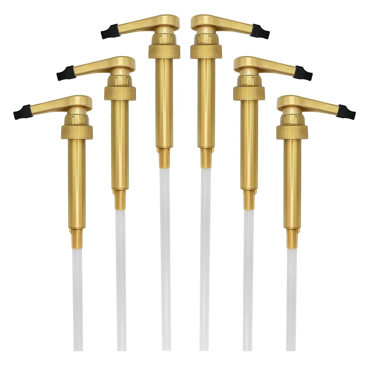 HANDIT Gold Coffee Syrup Pumps with Tip Covers | Fits 25.4oz/750ml Torani, Skinny, Davinci | 6 Pack - main product image