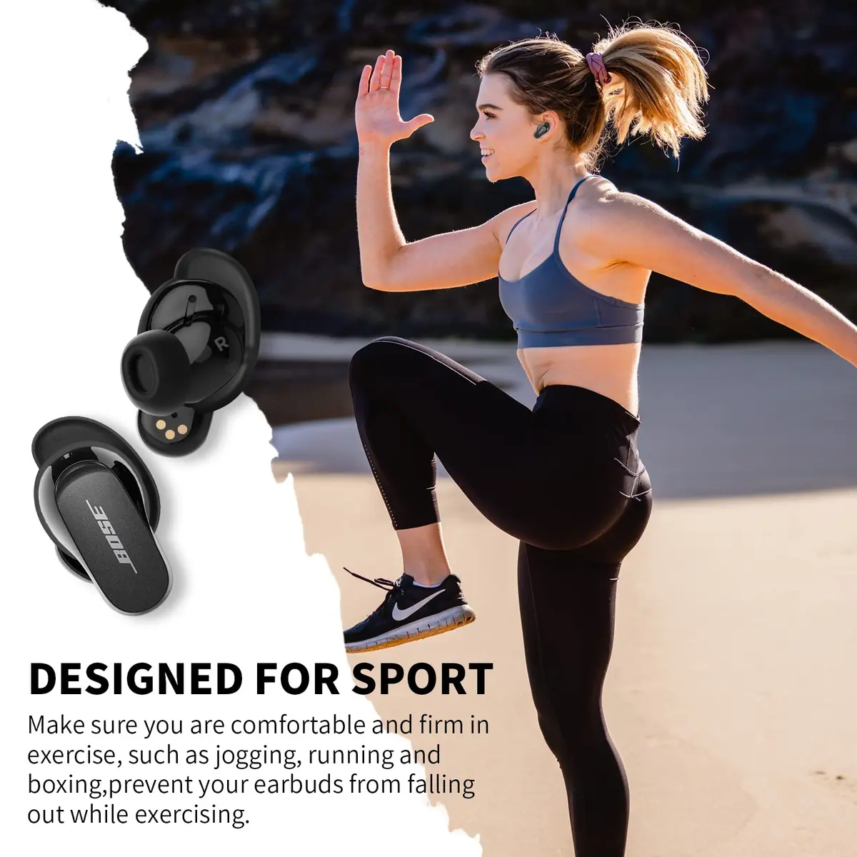 WOFRO Bose QuietComfort Ear Tips Covers - 5 Pairs, Anti Slip Silicone Sport Wingtip, Compatible with QC Earbuds 2 & Ultra (Black) | Secure Fit & Comfort - view 4