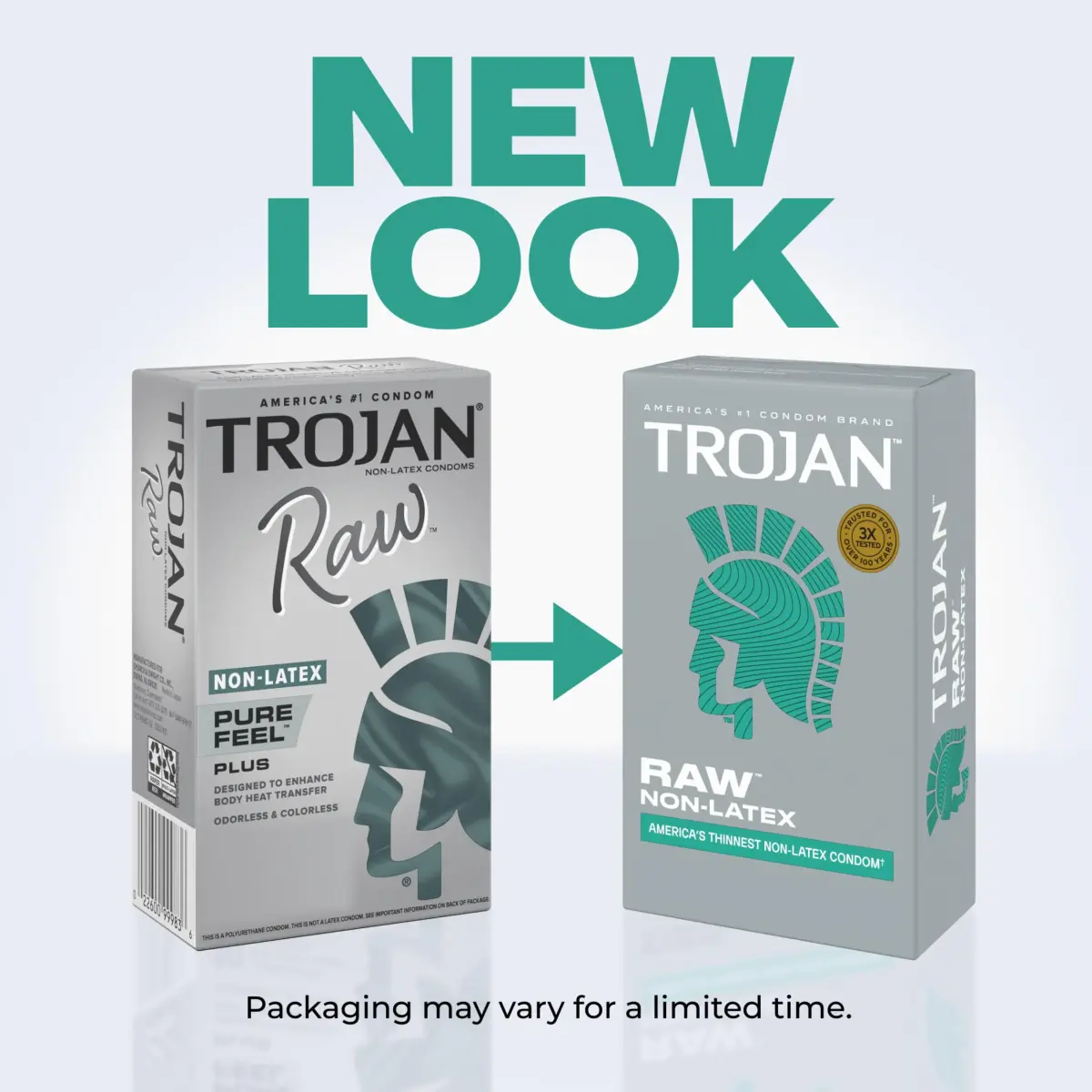 Trojan Raw Non-Latex Lubricated Thin Condoms for Men, 10 Count | Enhanced Sensitivity - view 2