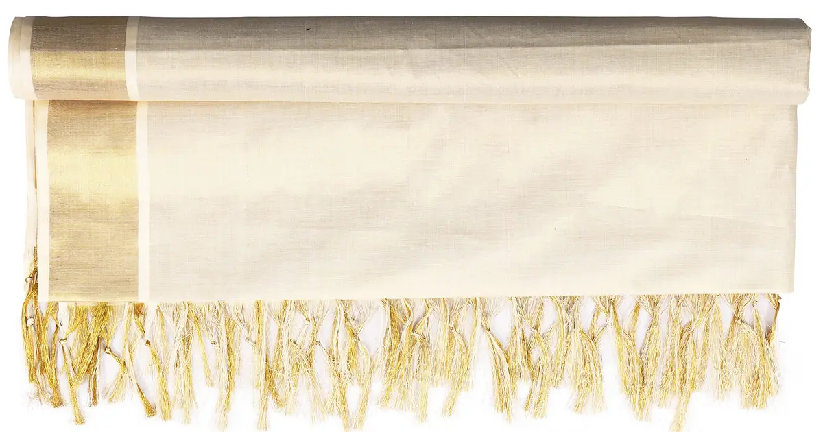 Fashily Women's Off White Cotton Dupatta (Gold Kasavu) | Traditional Kerala Style - view 5