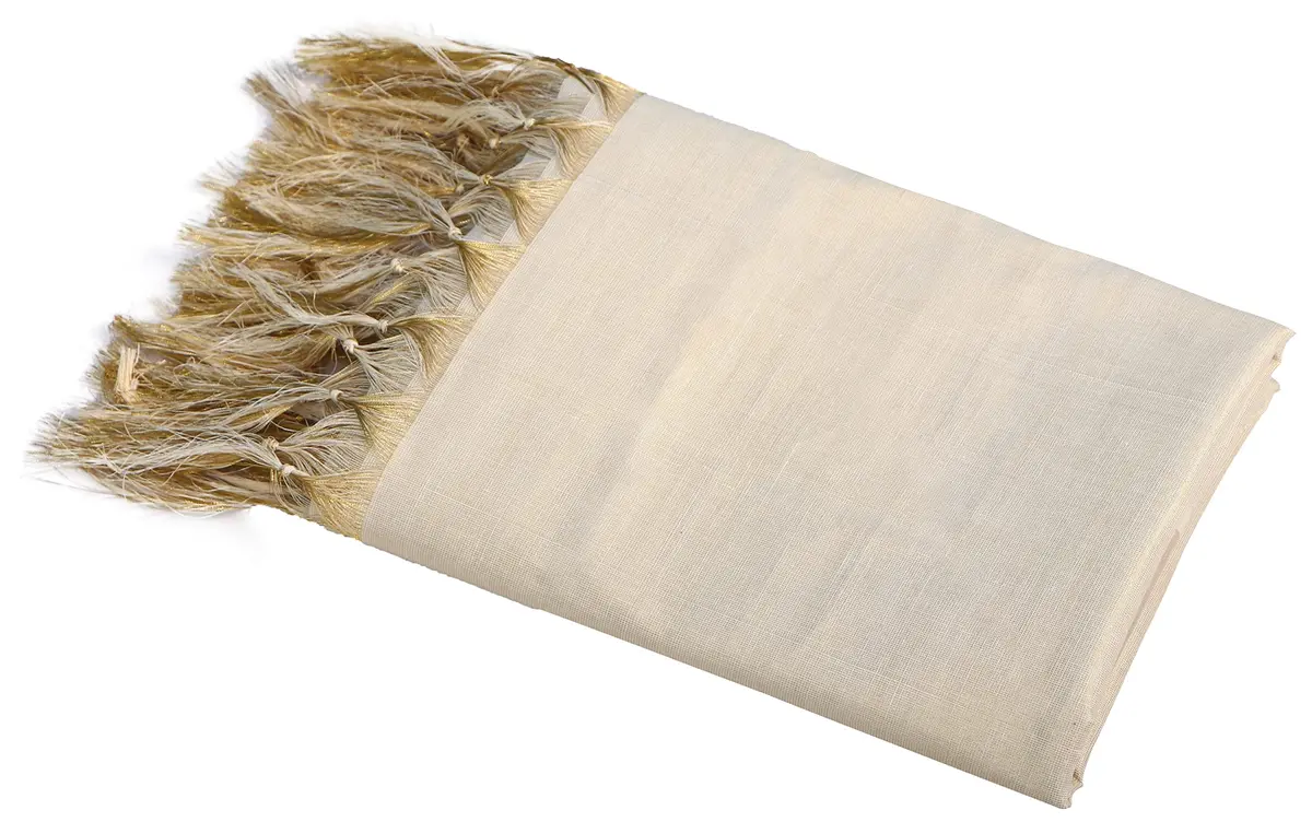 Fashily Women's Off White Cotton Dupatta (Gold Kasavu) | Traditional Kerala Style - view 6
