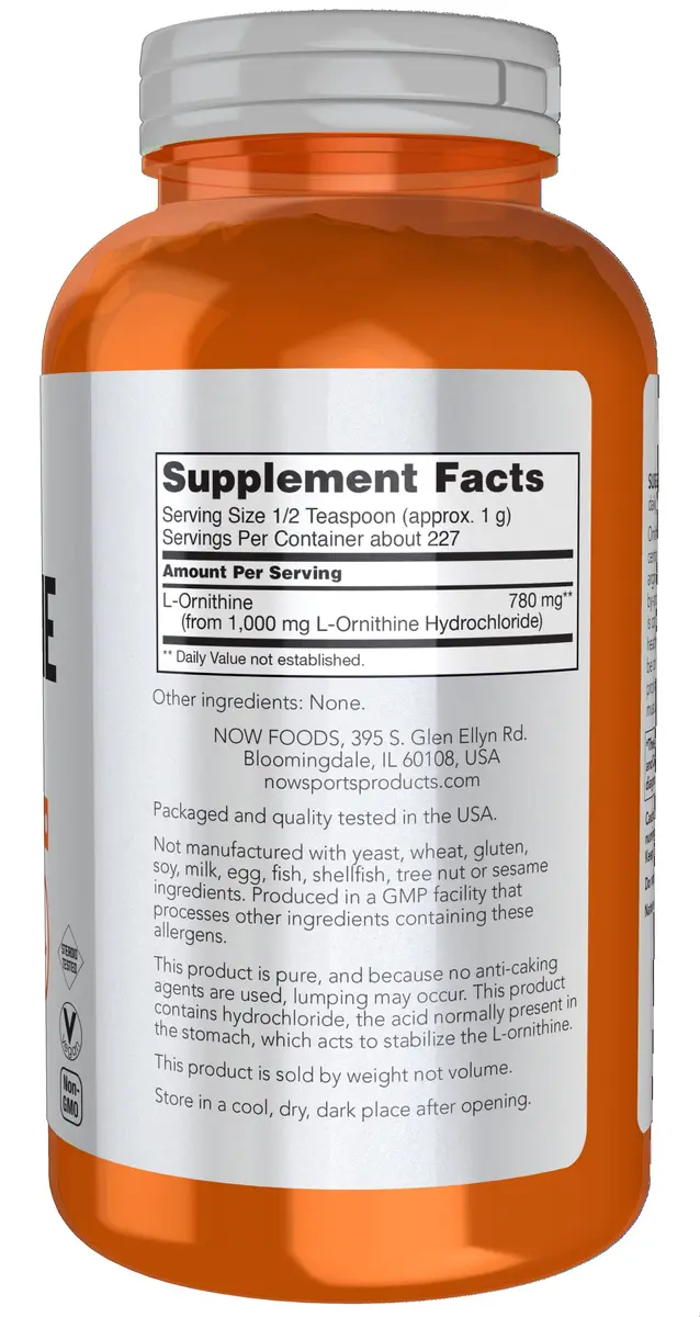 NOW L-Ornithine Powder 816 g (16 oz Pack of 2) | Supports Protein Metabolism & Urea Detox - view 2